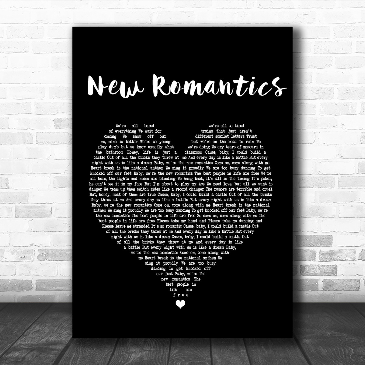 Taylor Swift New Romantics Black Heart Song Lyric Music Wall Art Print