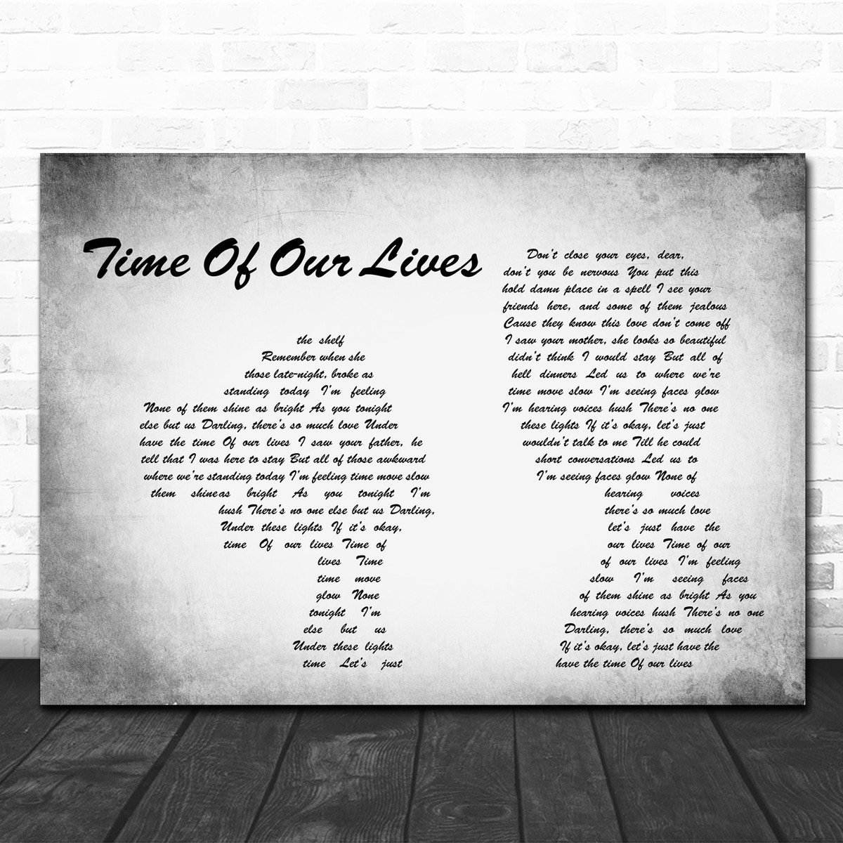 James Blunt Time Of Our Lives Man Lady Couple Grey Song Lyric Print Song Lyric Designs
