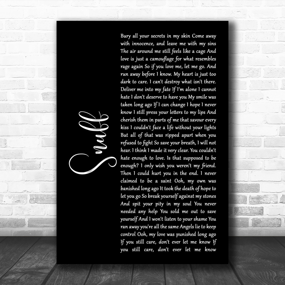 Slipknot Snuff Black Script Song Lyric Music Wall Art Print Song Lyric Designs
