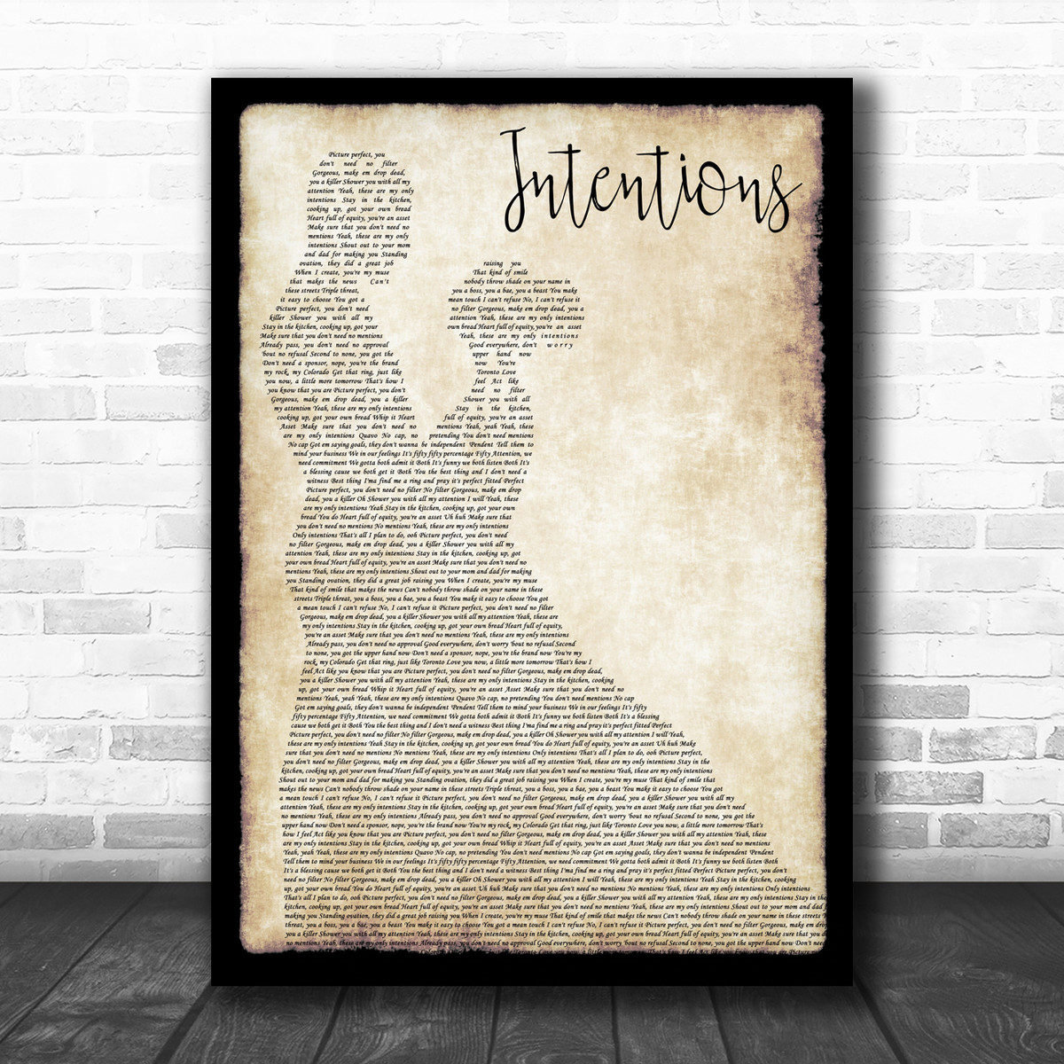 Justin Bieber Intentions Man Lady Dancing Song Lyric Wall Art Print Song Lyric Designs