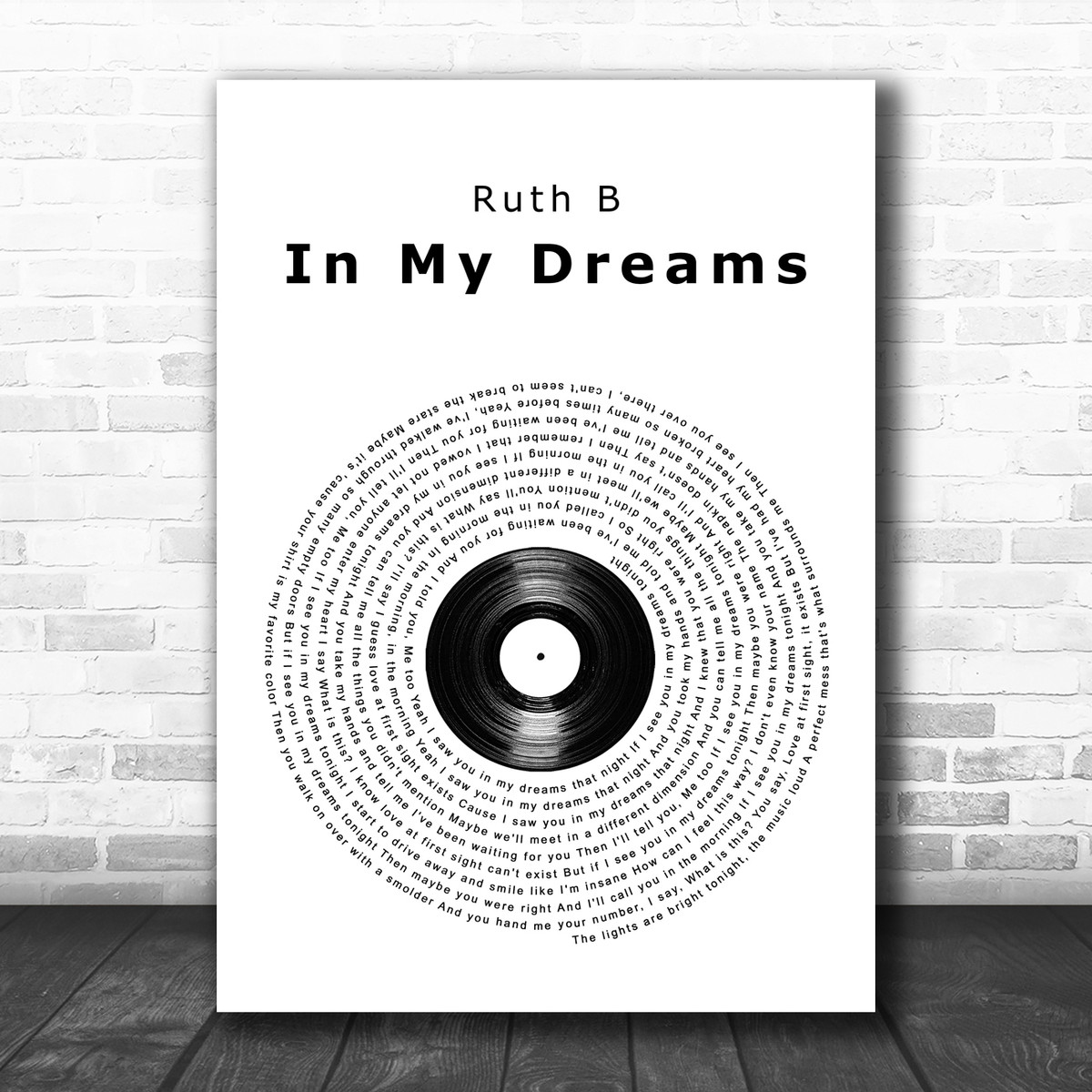 Ruth B In My Dreams Vinyl Record Song Lyric Wall Art Print Song Lyric Designs