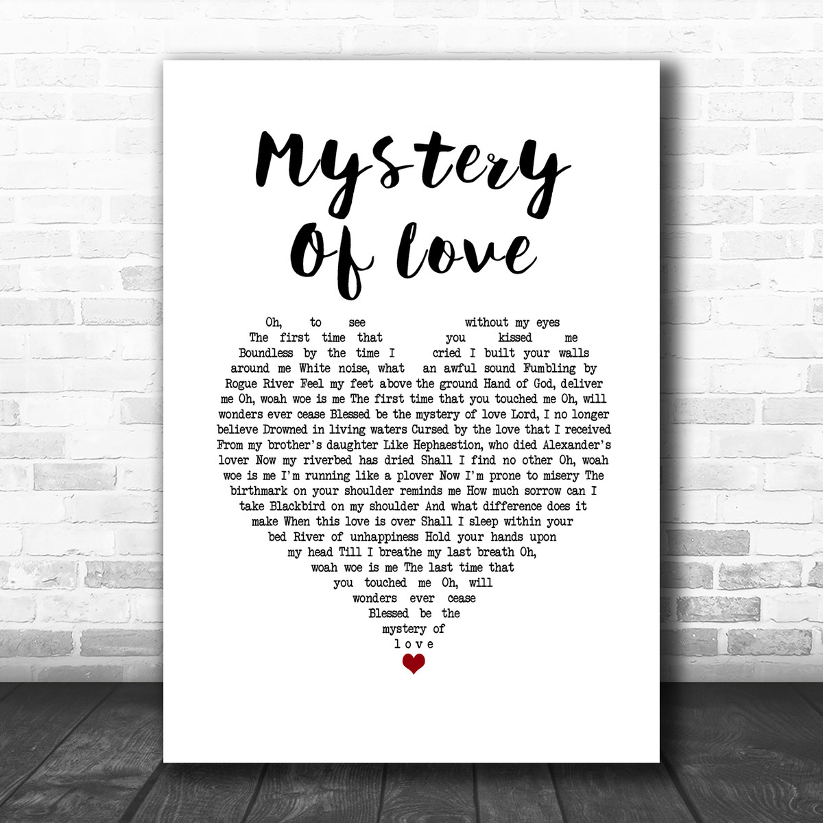Sufjan Stevens Mystery Of Love White Heart Song Lyric Wall Art Print Song Lyric Designs Some of sufjan stevens's most popular songs include 'love yourself (short reprise),' which was featured in the bridgerton soundtrack, and 'should have known better,' featured in the after we collided soundtrack. song lyric designs
