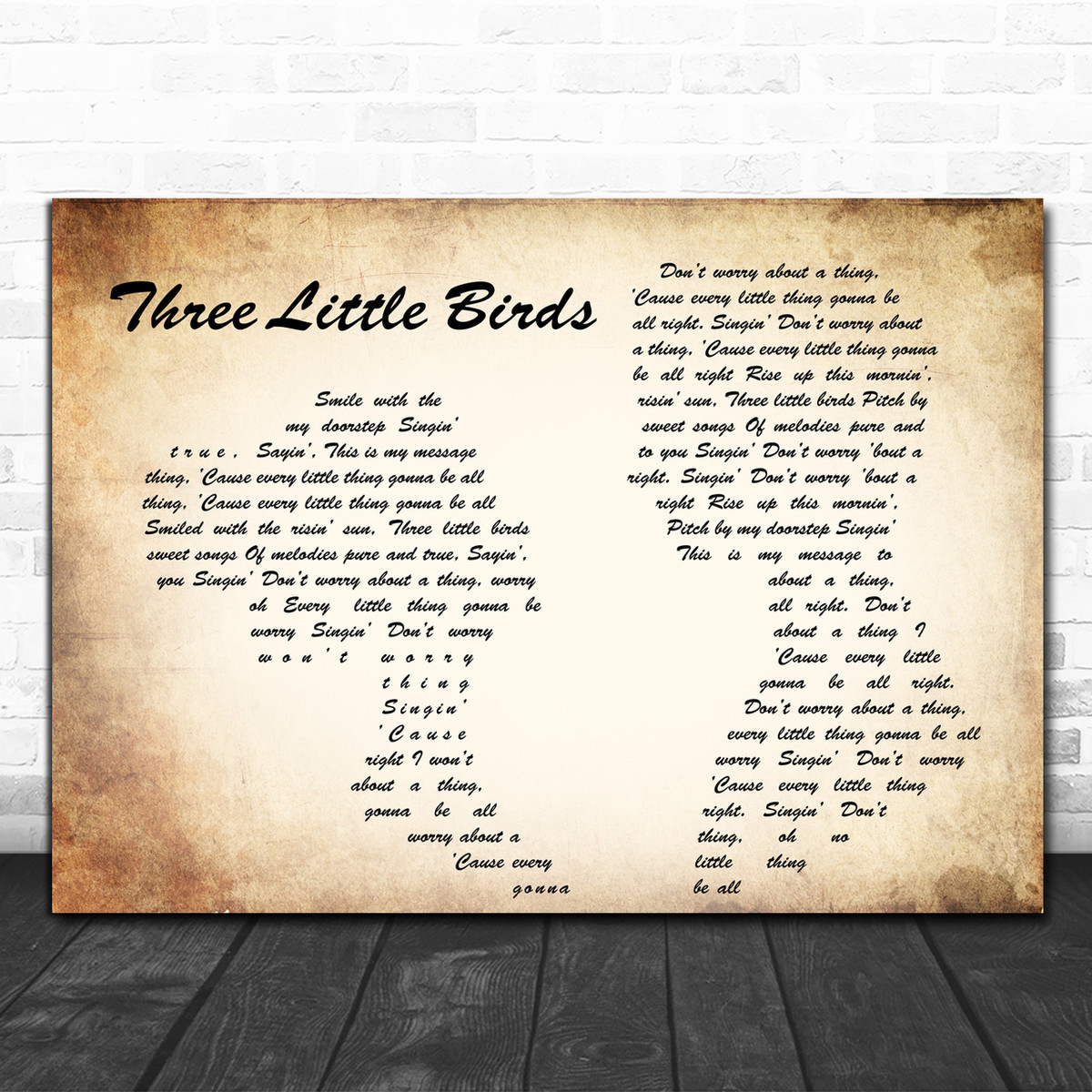 Bob Marley Three Little Birds Man Lady Couple Song Lyric Music Wall Art Print Song Lyric Designs