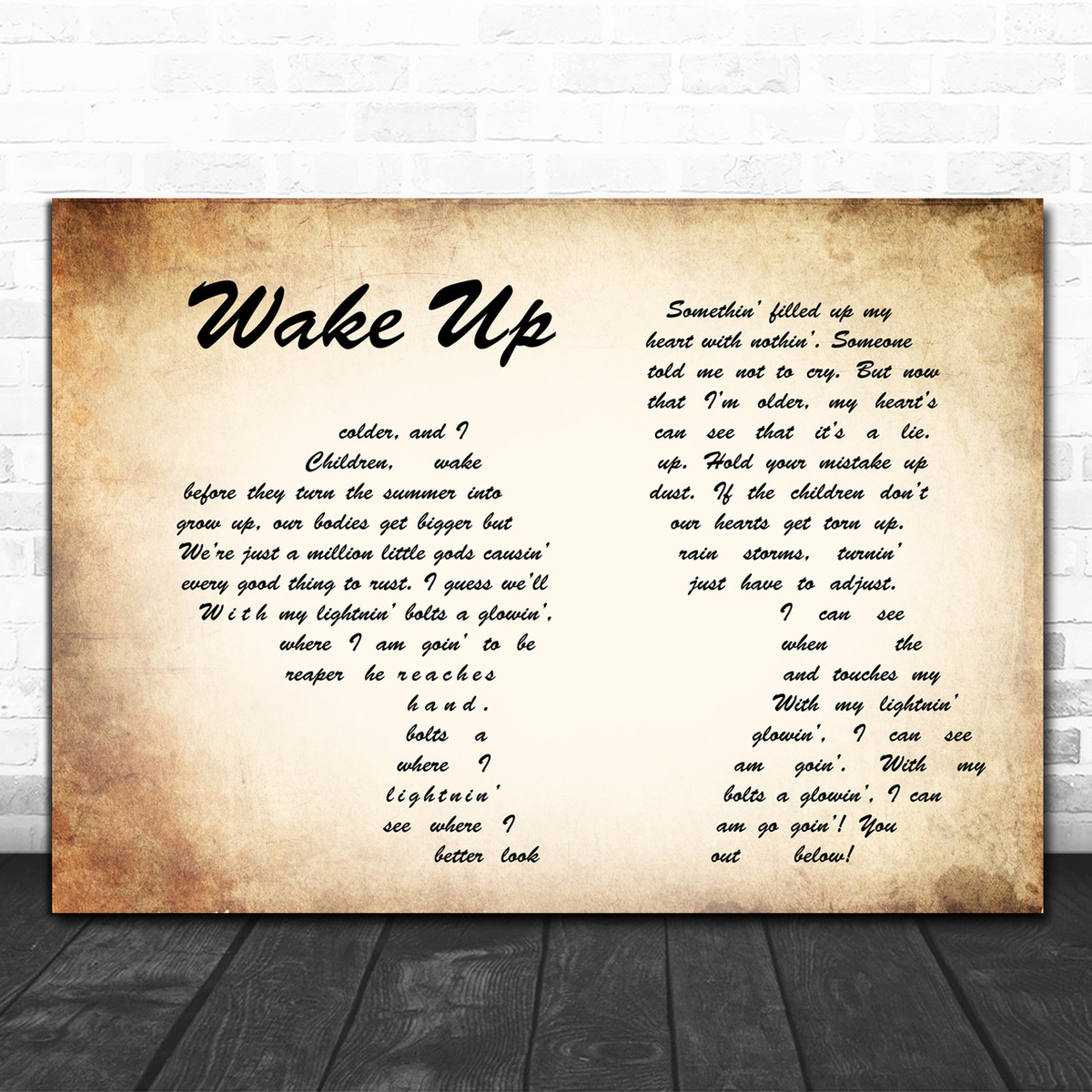Arcade Fire Wake Up Man Lady Couple Song Lyric Music Wall Art Print Song Lyric Designs