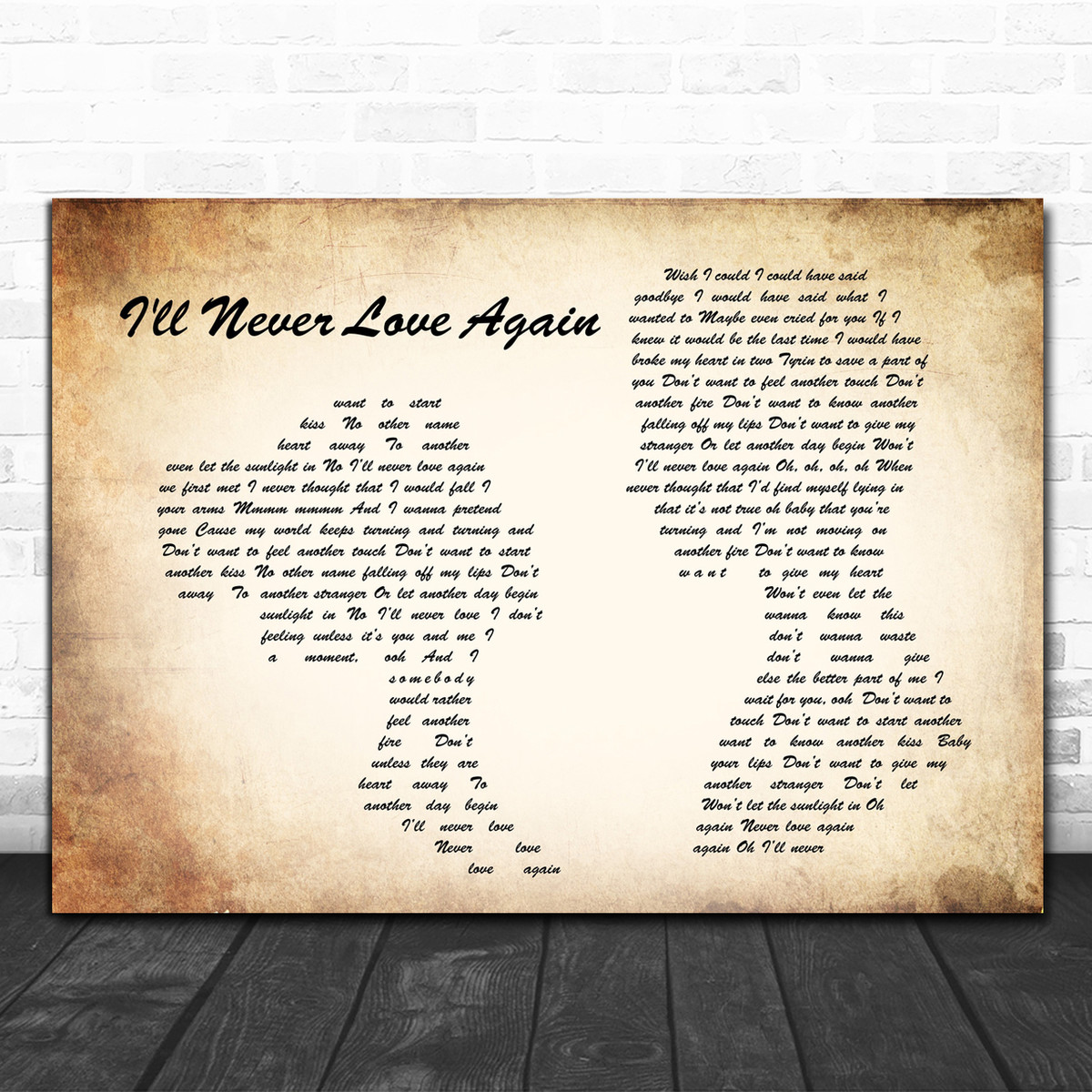 Lady Gaga Bradley Cooper I Ll Never Love Again Man Lady Couple Song Lyric Music Wall Art Print Song Lyric Designs