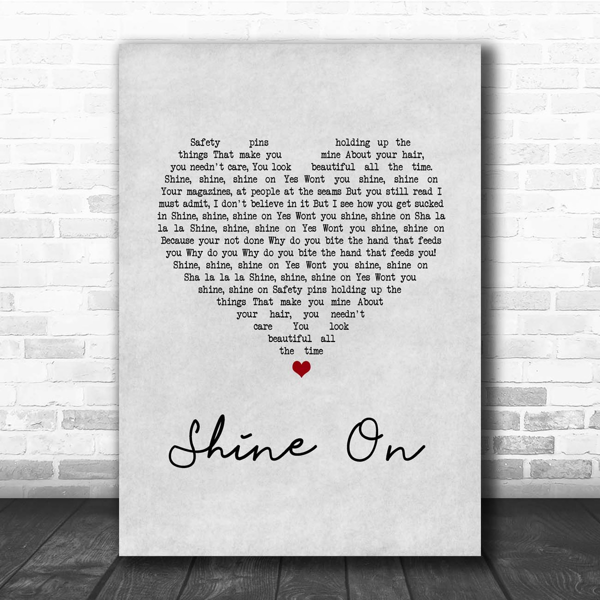 The Kooks Shine On Grey Heart Song Lyric Print Song Lyric Designs