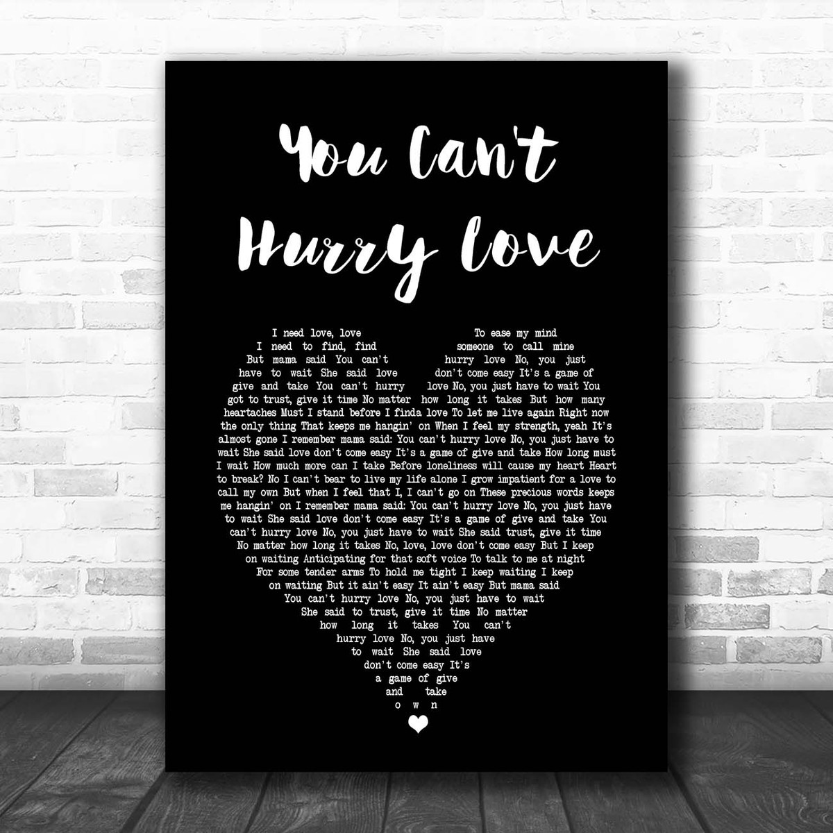 The Supremes You Can T Hurry Love Black Heart Song Lyric Print Song Lyric Designs