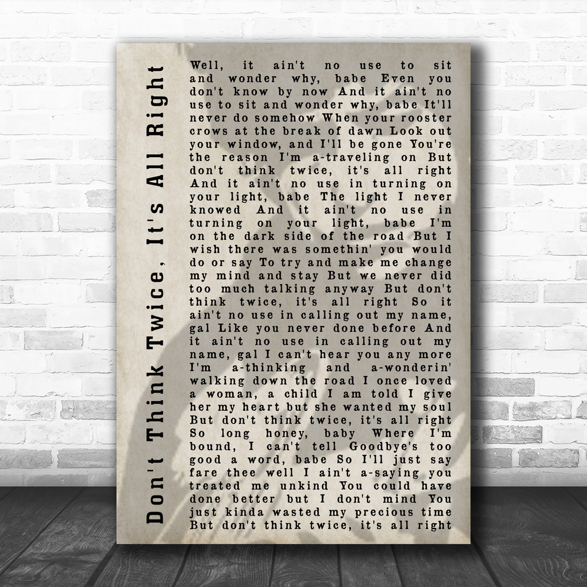 Bob Dylan Don T Think Twice It S All Right Shadow Song Lyric Music Wall Art Print Song Lyric Designs Bob Dylan Don T Think Twice It S All Right Shadow Song Lyric Music Wall Art Print Song Lyric Designs
