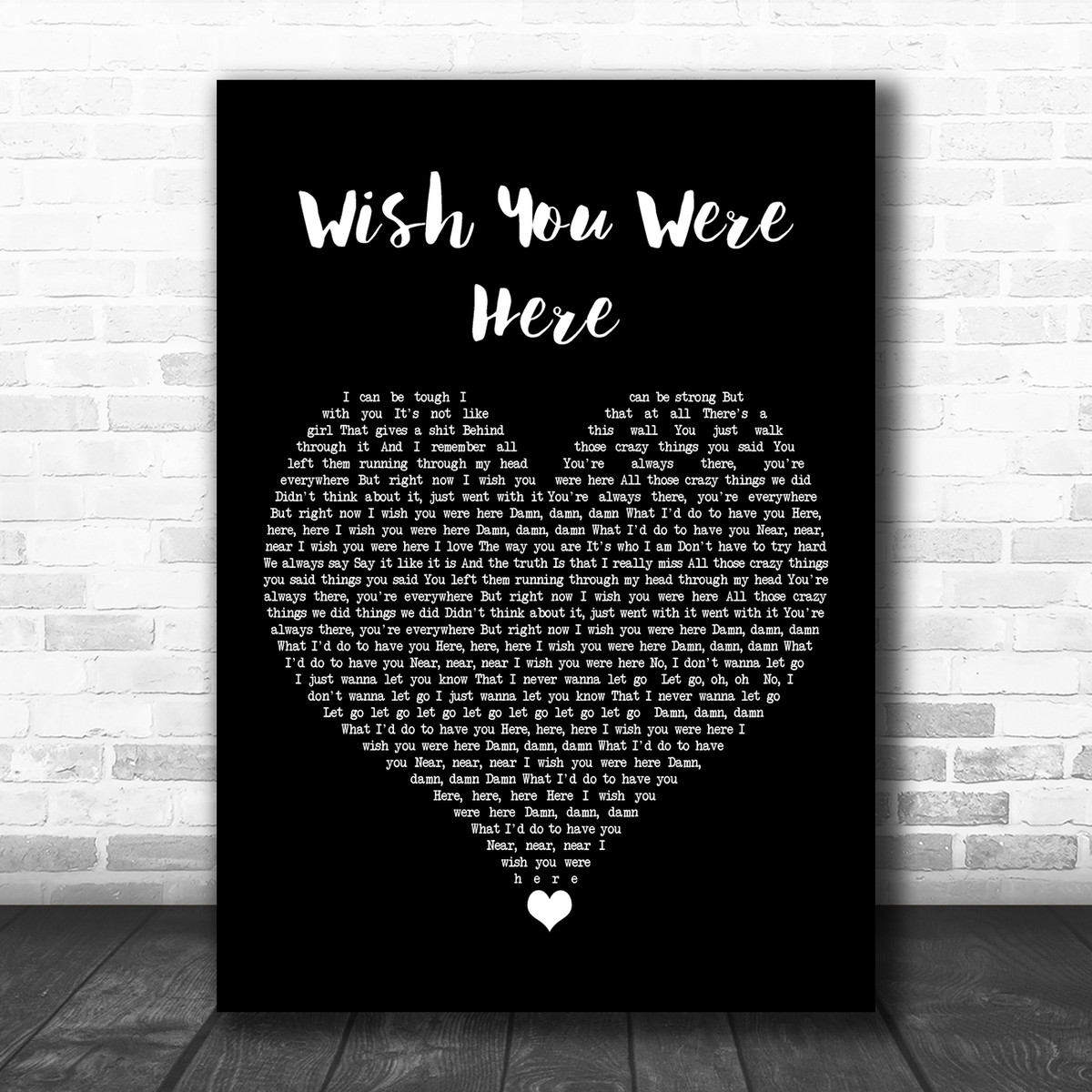 Avril Lavigne Wish You Were Here Black Heart Song Lyric Art Print Song Lyric Designs