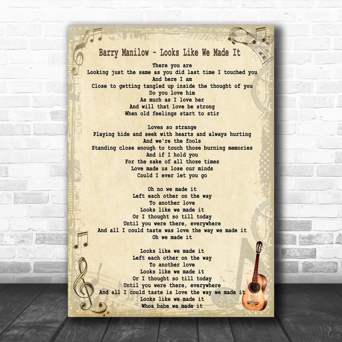 Barry Manilow Looks Like We Made It Song Lyric Music Wall Art Print Song Lyric Designs Barry Manilow Looks Like We Made It Song Lyric Music Wall Art Print Song Lyric Designs