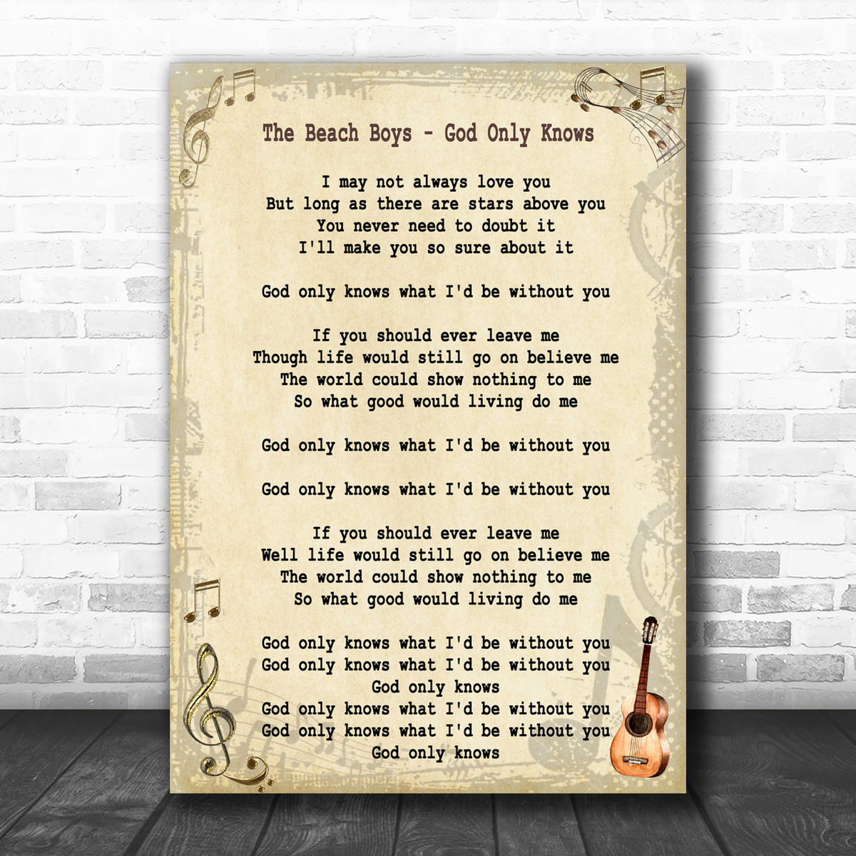 The Beach Boys God Only Knows Song Lyric Music Wall Art Print Song Lyric Designs