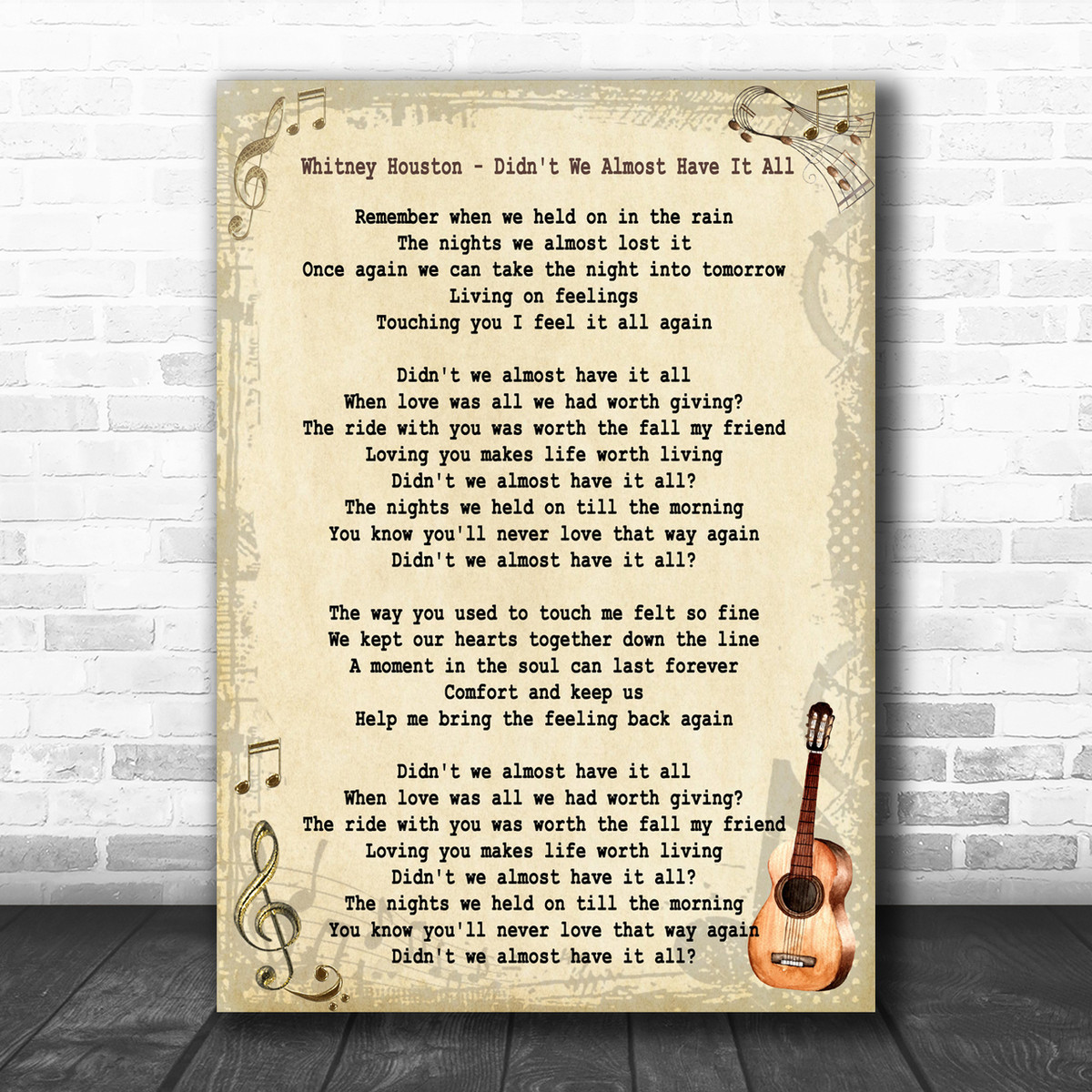 Whitney Houston Didn T We Almost Have It All Song Lyric Vintage Music Wall Art Print Song Lyric Designs The nights we held on till the morning. whitney houston didn t we almost have it all song lyric vintage music wall art print