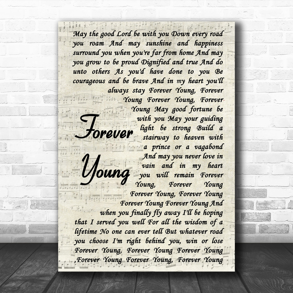 Rod Stewart Forever Young Vintage Script Song Lyric Music Wall Art Print Song Lyric Designs