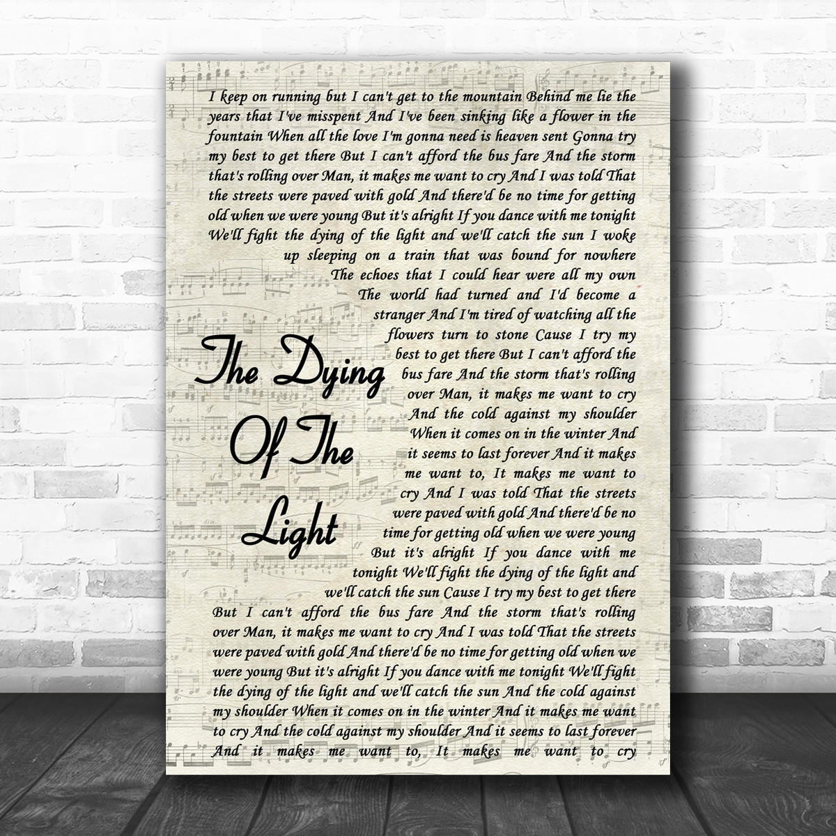 Noel Gallagher S High Flying Birds The Dying Of The Light Script Lyric Music Wall Art Print Song Lyric Designs