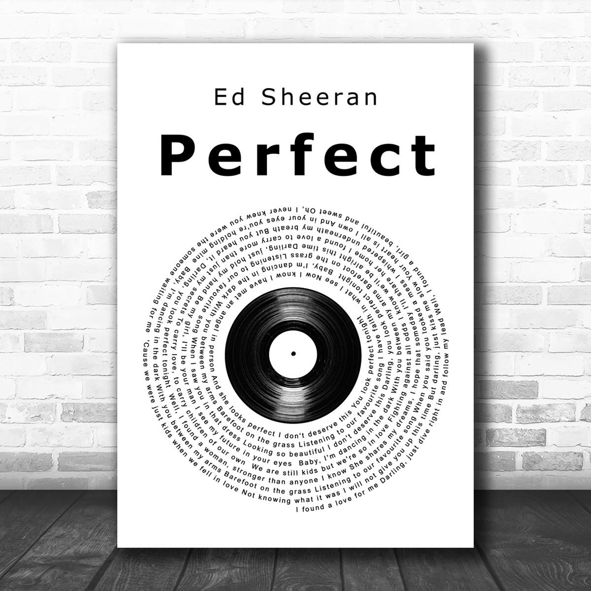 Ed Sheeran Perfect Vinyl Record Song Lyric Music Wall Art Print - Song ...