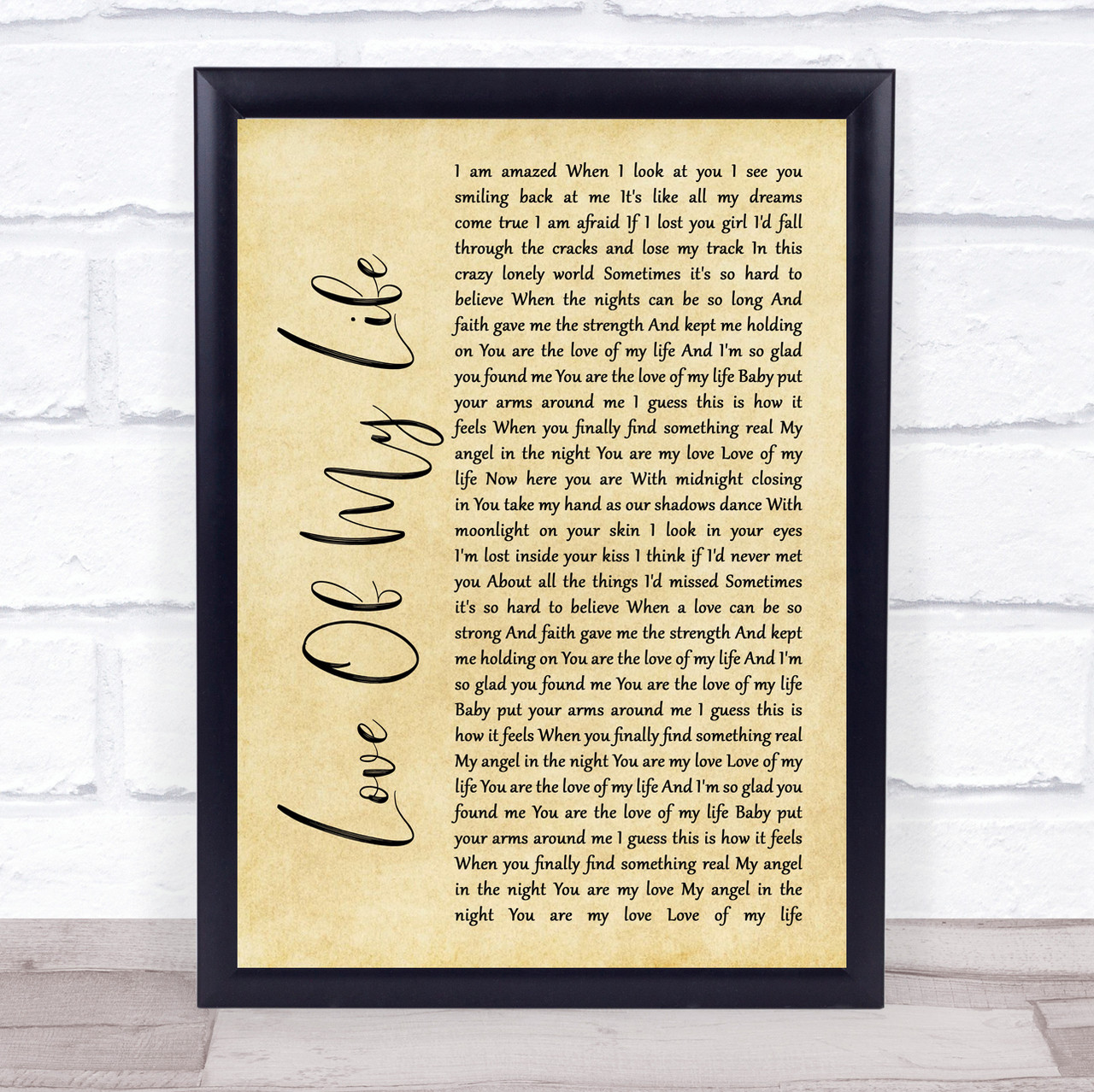Jim Brickman Love Of My Life Rustic Script Song Lyric Quote Print