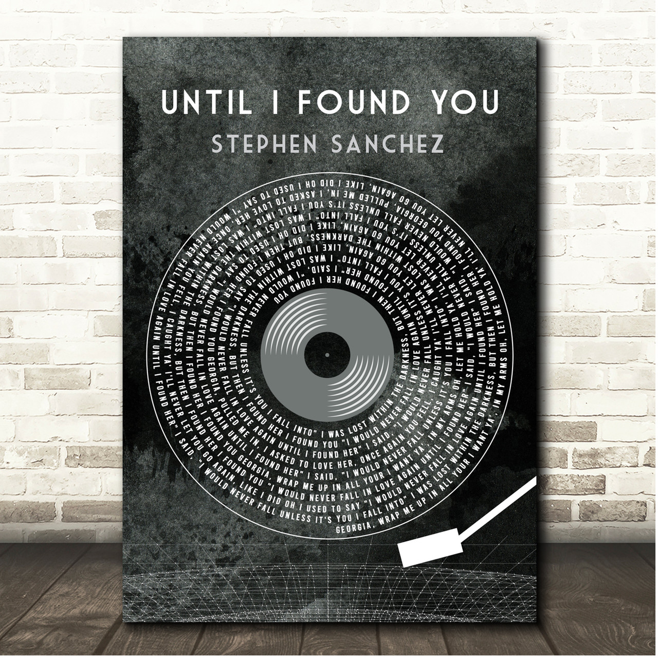 Stephen Sanchez Until I Found You Grunge Grey Vinyl Record Song Lyric Print  Song Lyric Designs