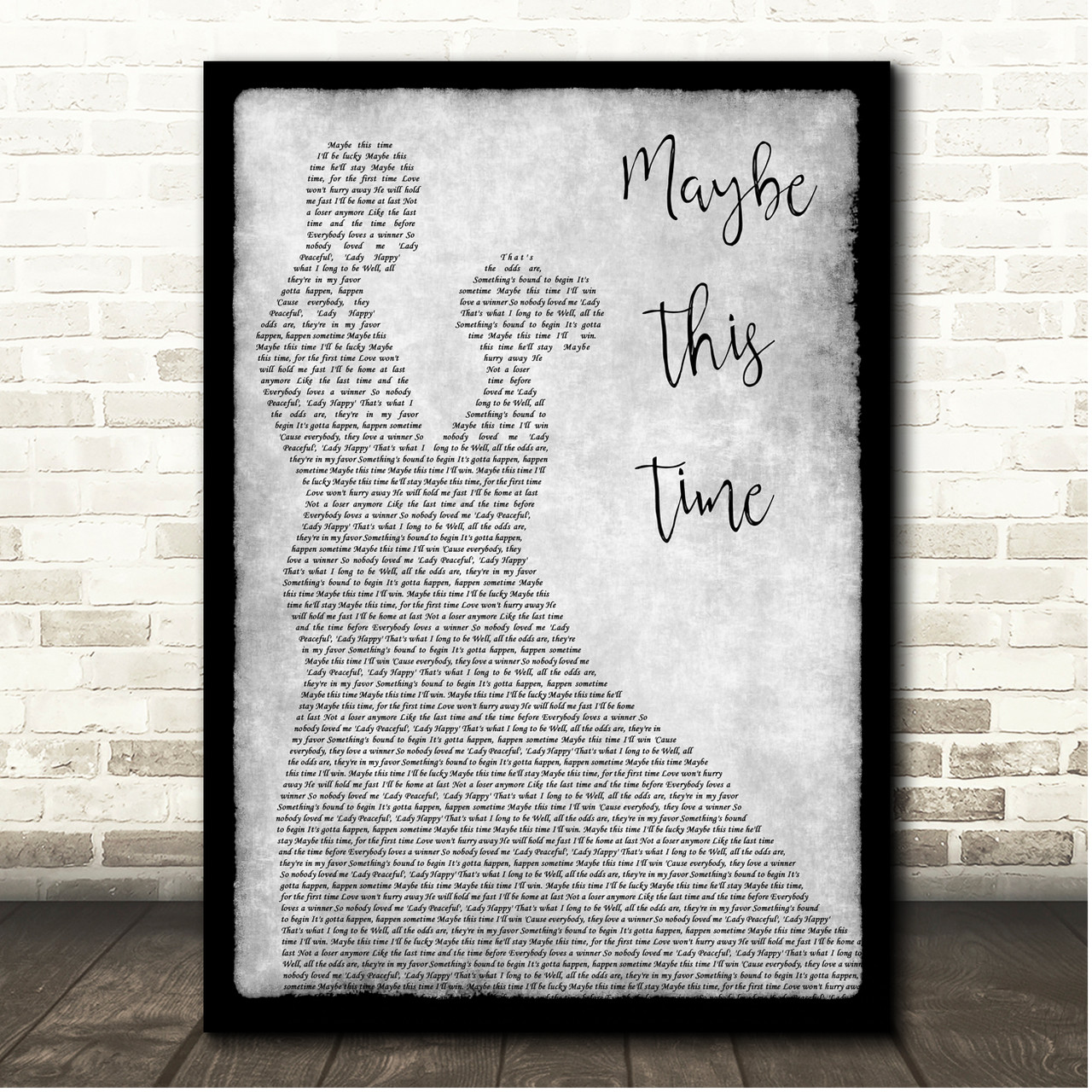 Liza Minnelli Maybe This Time Vintage Heart Song Lyric Print - Song Lyric  Designs