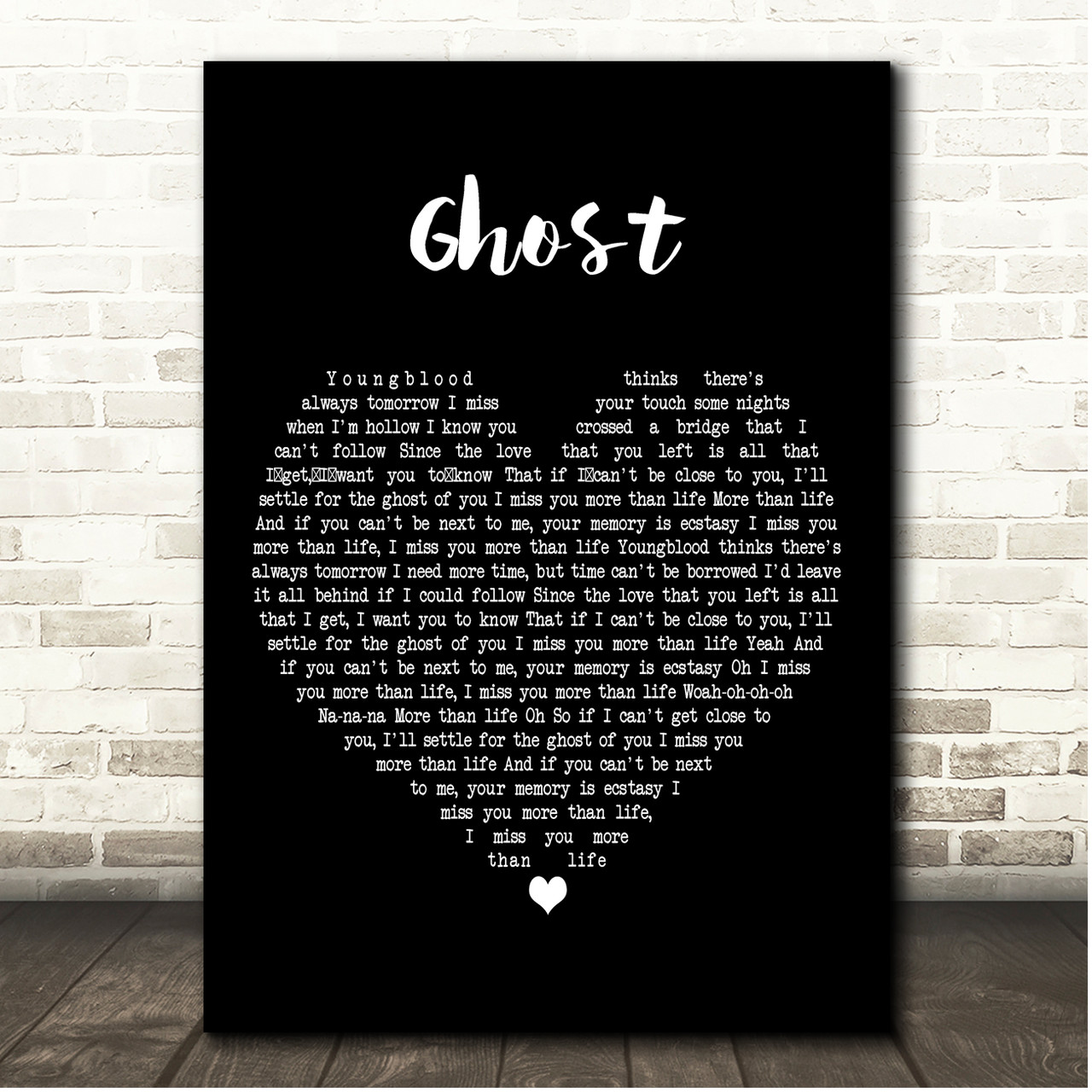 Justin Bieber Ghost Black Heart Song Lyric Print