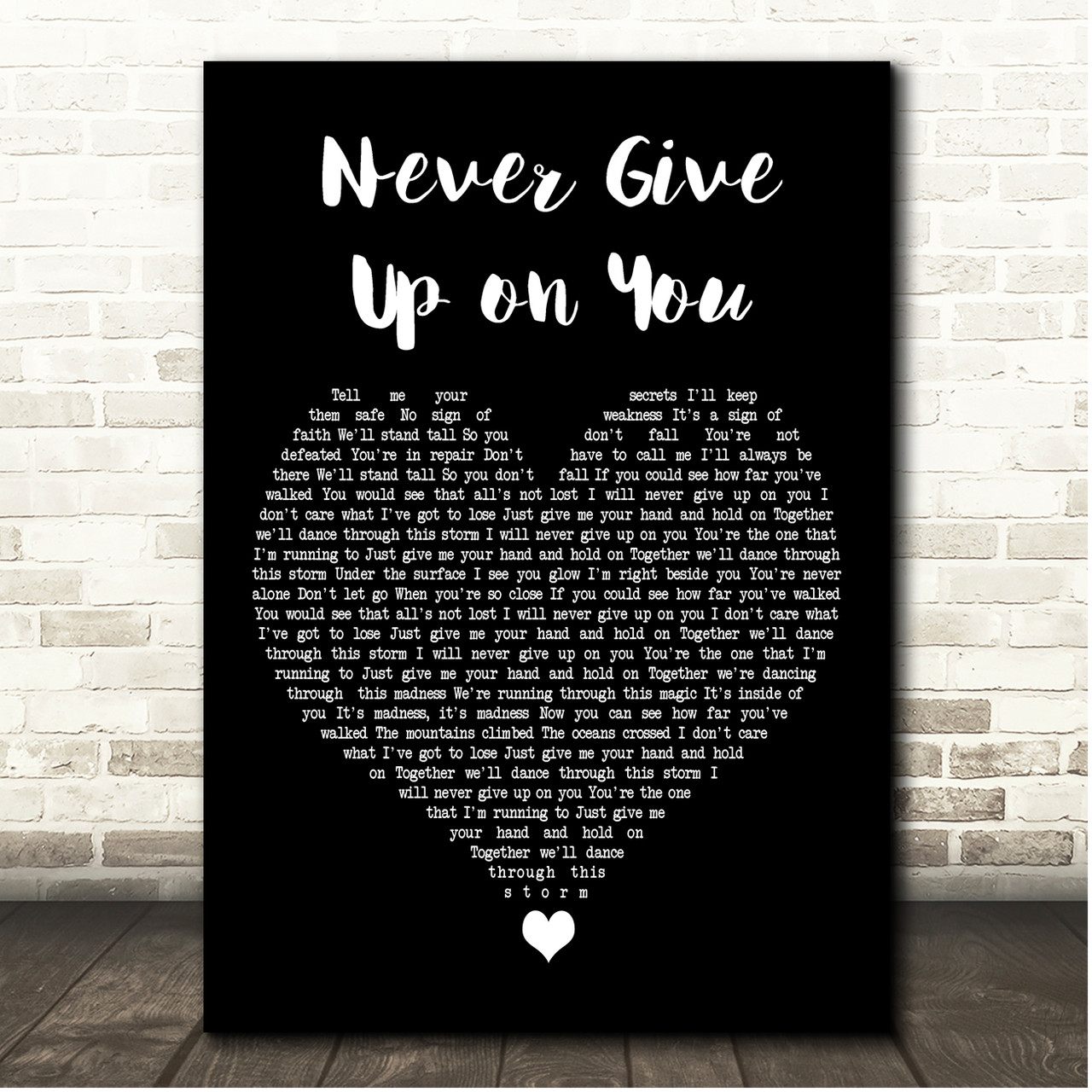 Lucie Jones Never Give Up on You Black Heart Song Lyric Print - Song Lyric  Designs