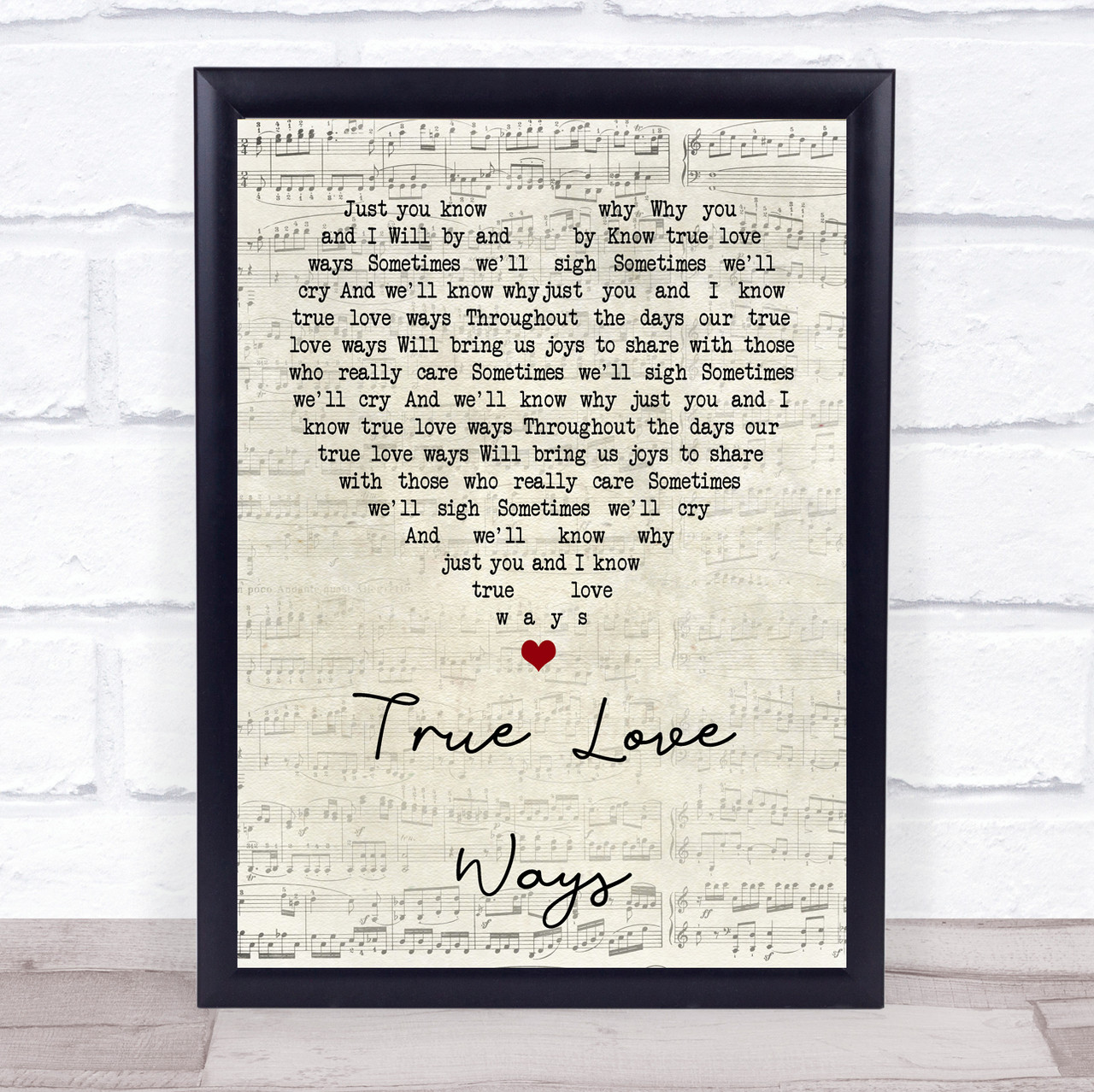 Buddy Holly True Love Ways Script Heart Quote Song Lyric Print - Song Lyric  Designs