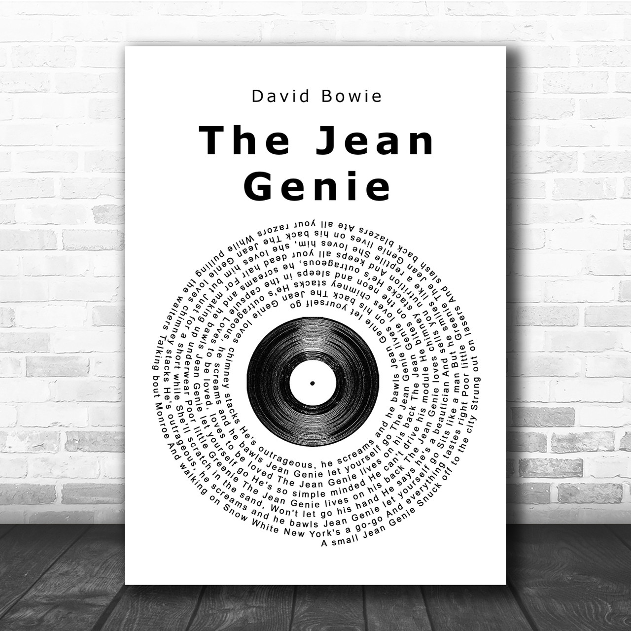 David Bowie The Jean Genie Vinyl Record Song Lyric Quote Print - Song Lyric  Designs