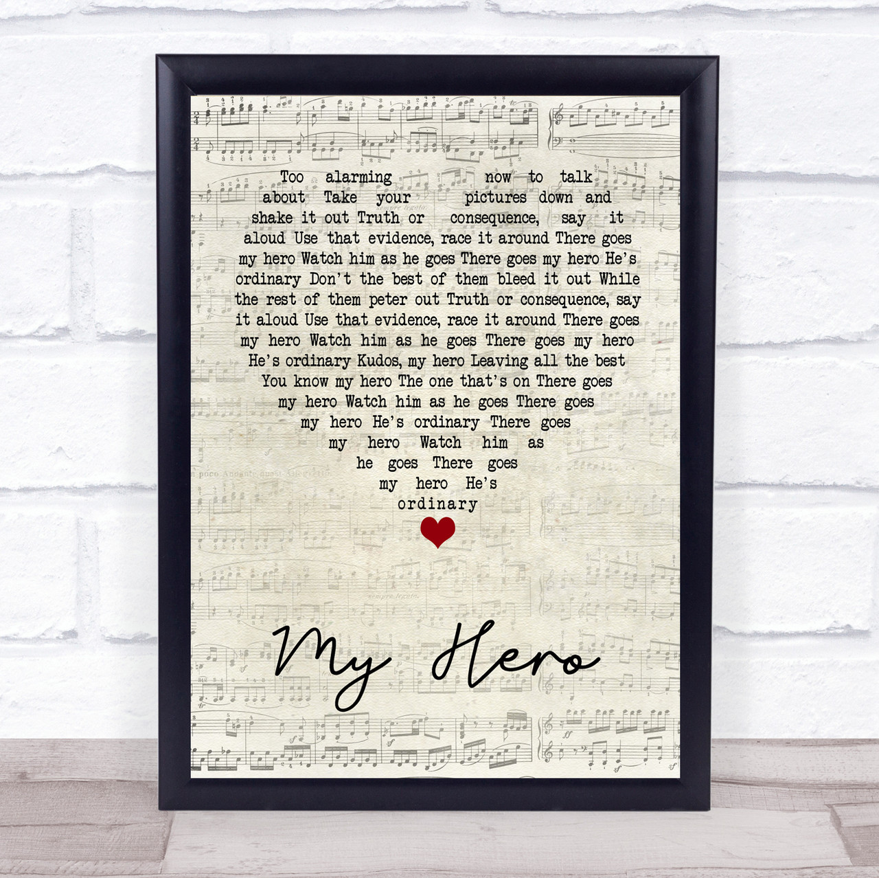 Foo Fighters My Hero Script Heart Quote Song Lyric Print - Song Lyric  Designs