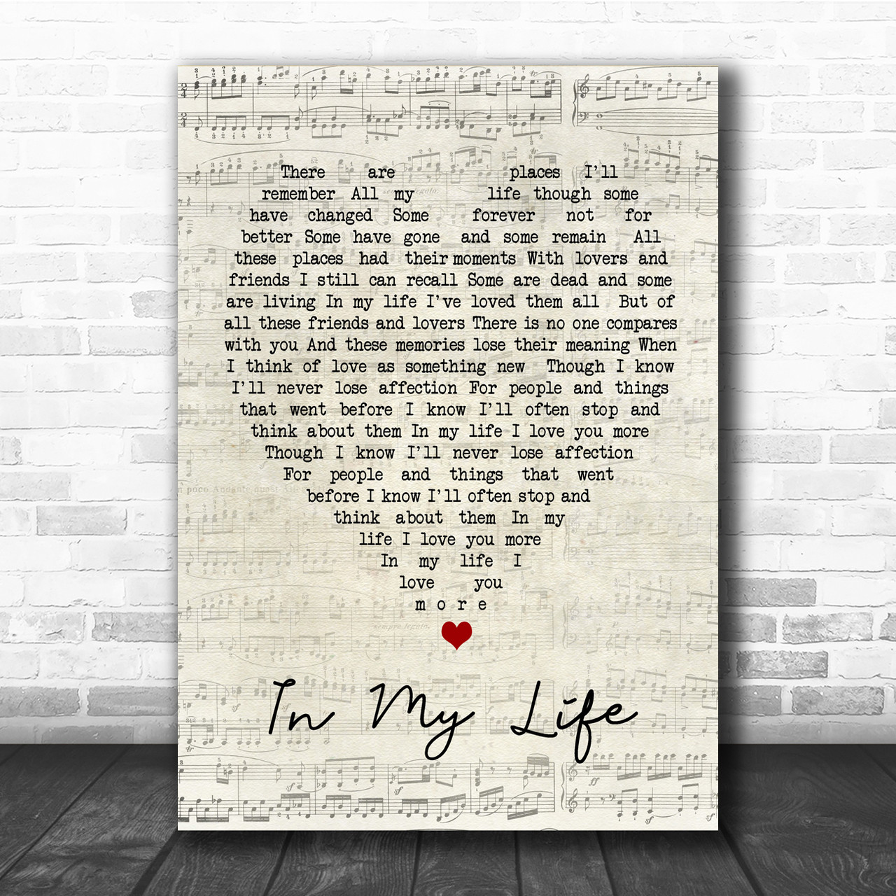 In My Life The Beatles Script Heart Quote Song Lyric Print - Song