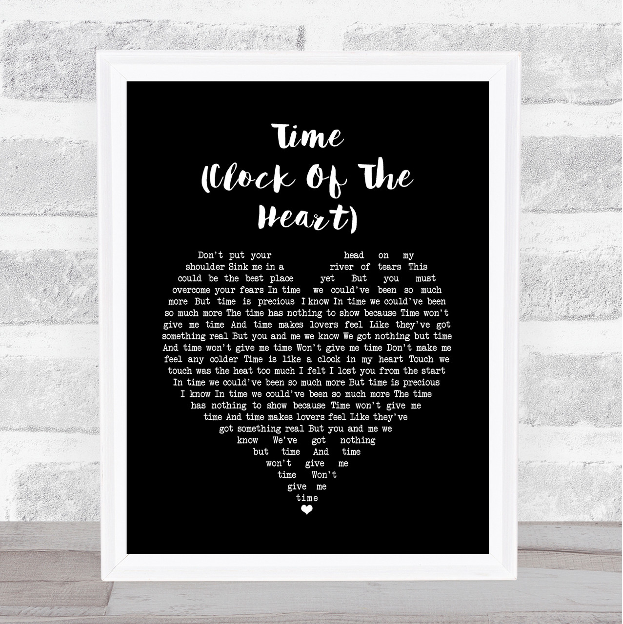 Culture Club Time (Clock Of The Heart) Black Heart Song Lyric Music Wall  Art Print - Song Lyric Designs
