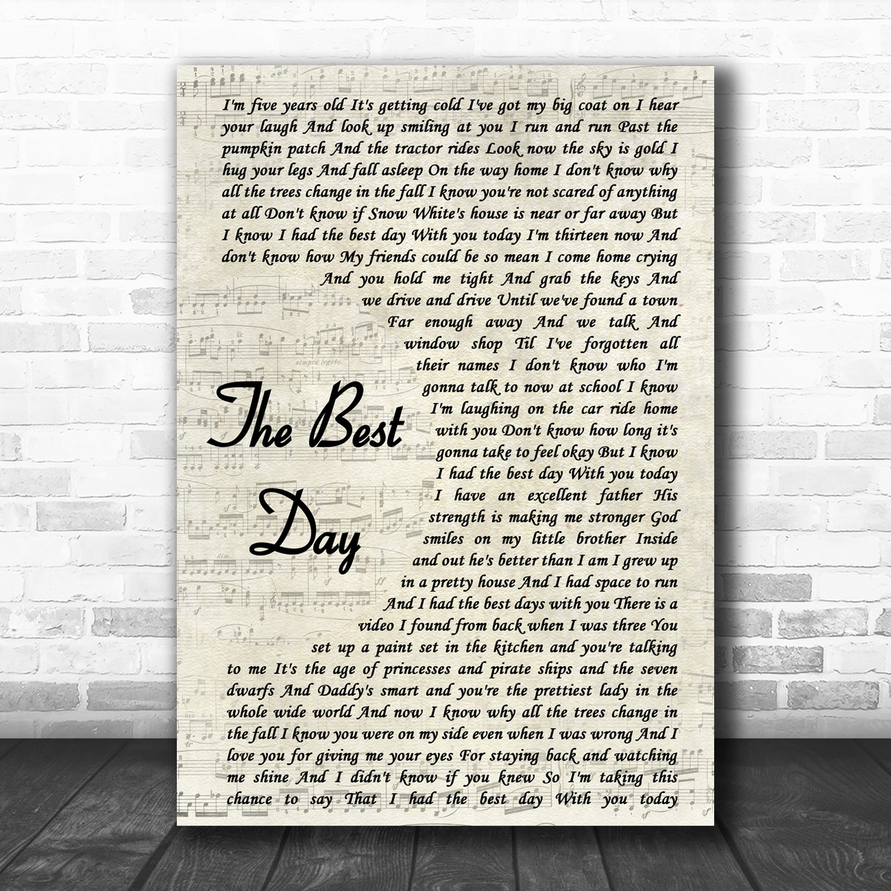 Taylor Swift The Best Day Vintage Song Lyric Poster - Song Lyric