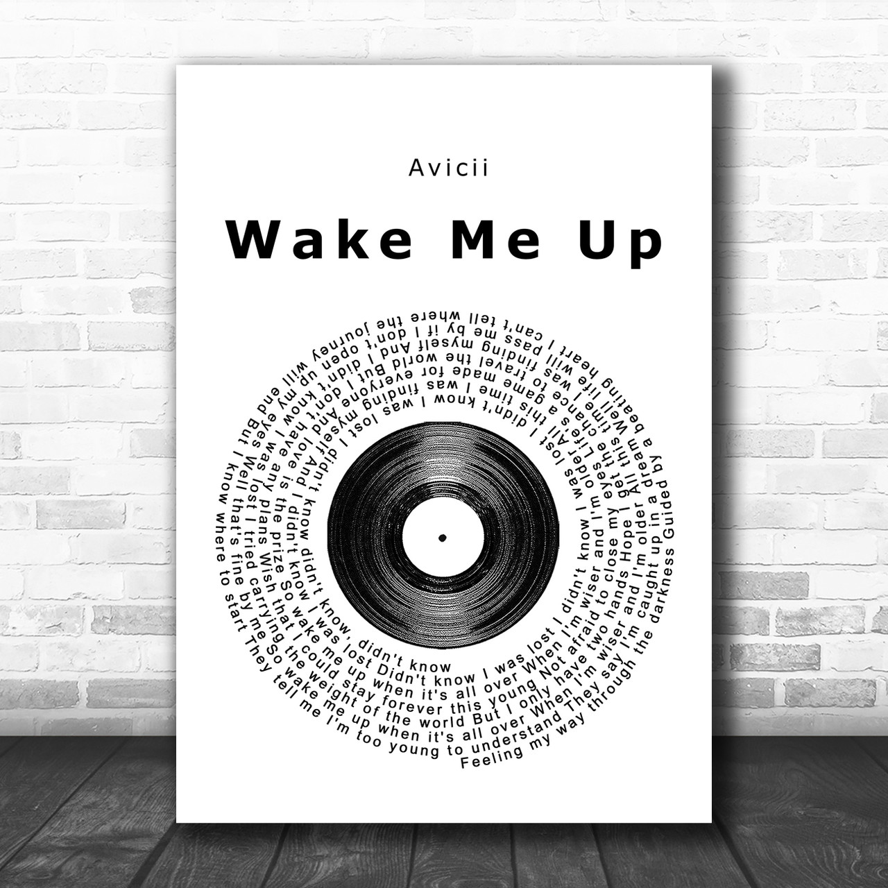 Avicii Wake Me Up Vinyl Record Song Lyric Poster Print - Song