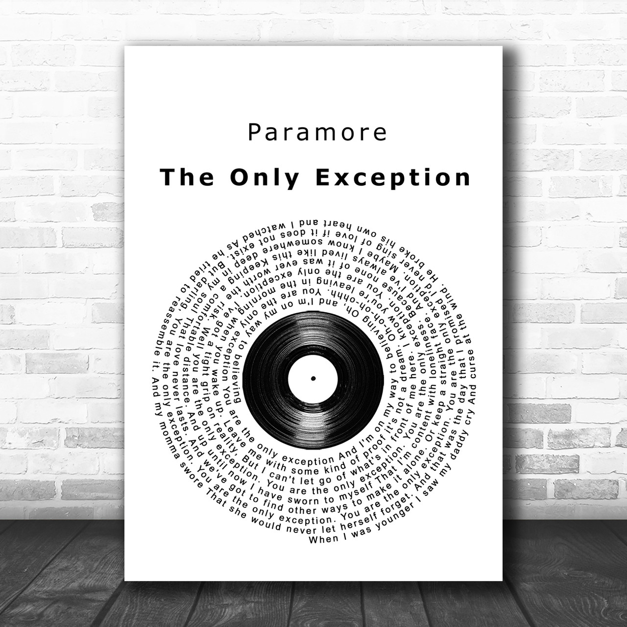 Paramore The Only Exception Vinyl Record Song Lyric Poster Print - Song  Lyric Designs