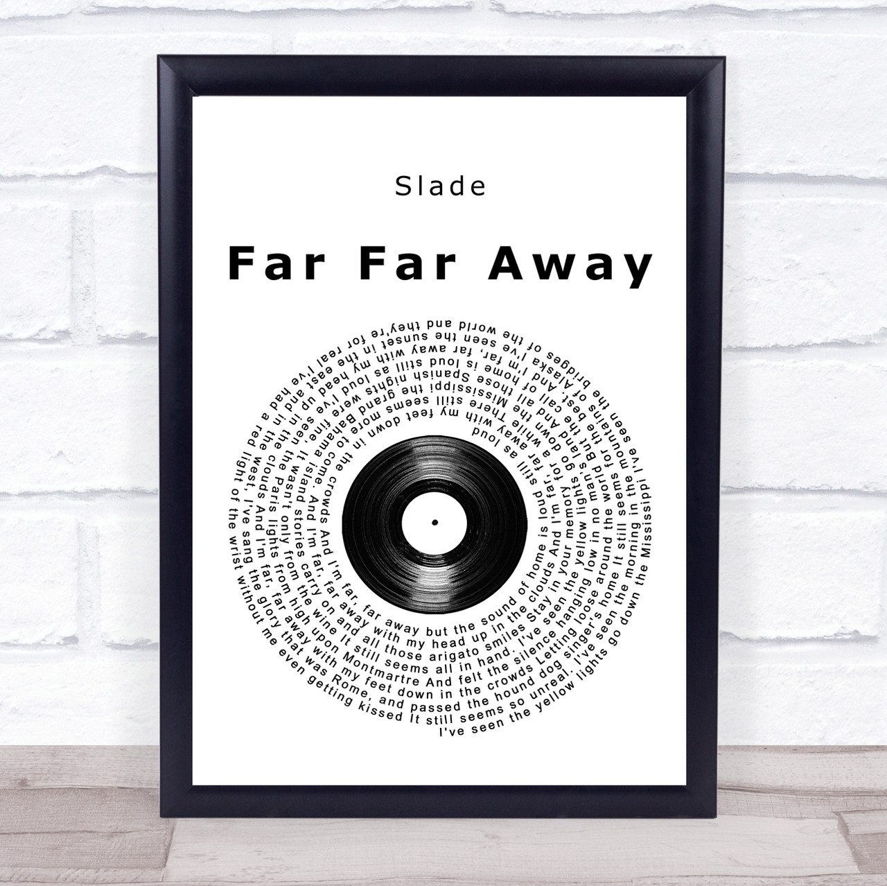 Slade Far Far Away Vinyl Record Song Lyric Music Poster Print