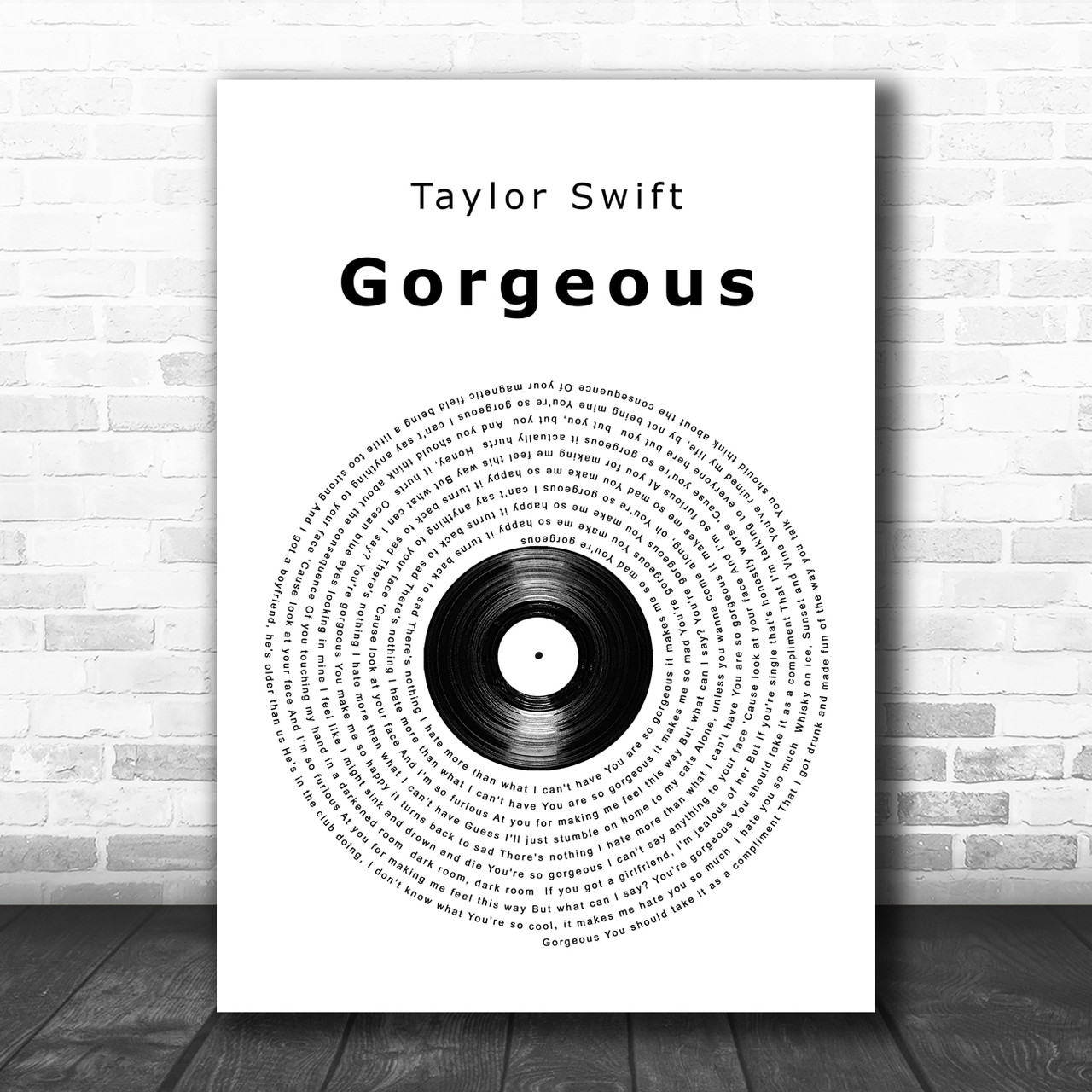 Taylor Swift Gorgeous Vinyl Record Song Lyric Music Poster Print - Song  Lyric Designs