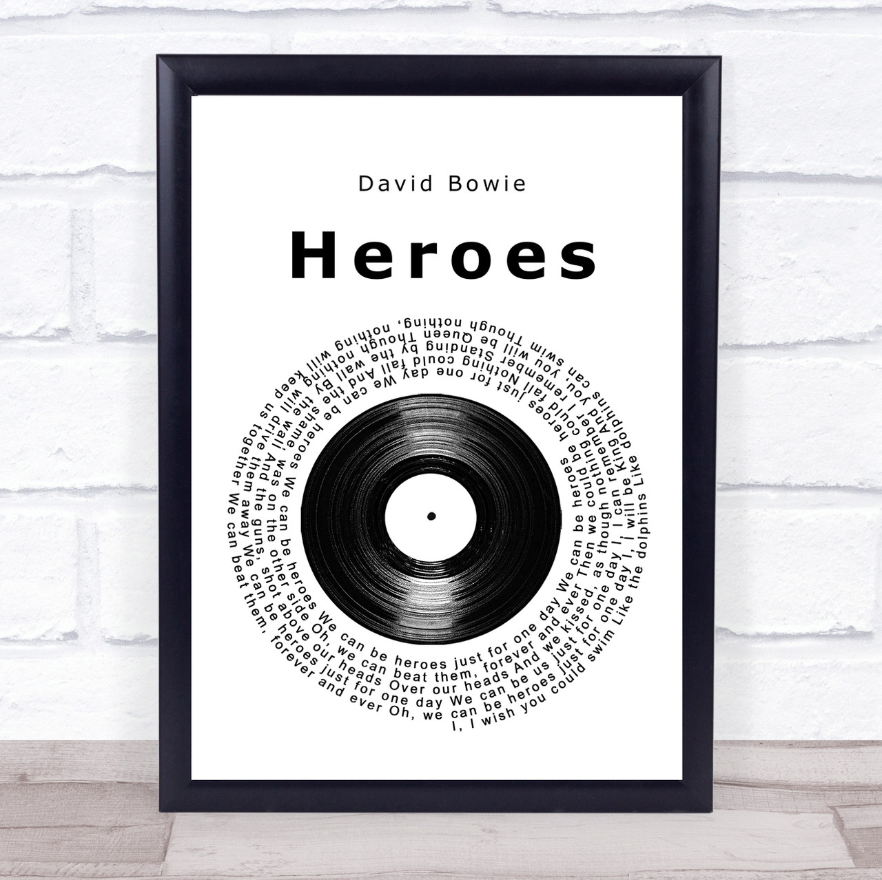 David Bowie Heroes Vinyl Record Song Lyric Music Poster Print