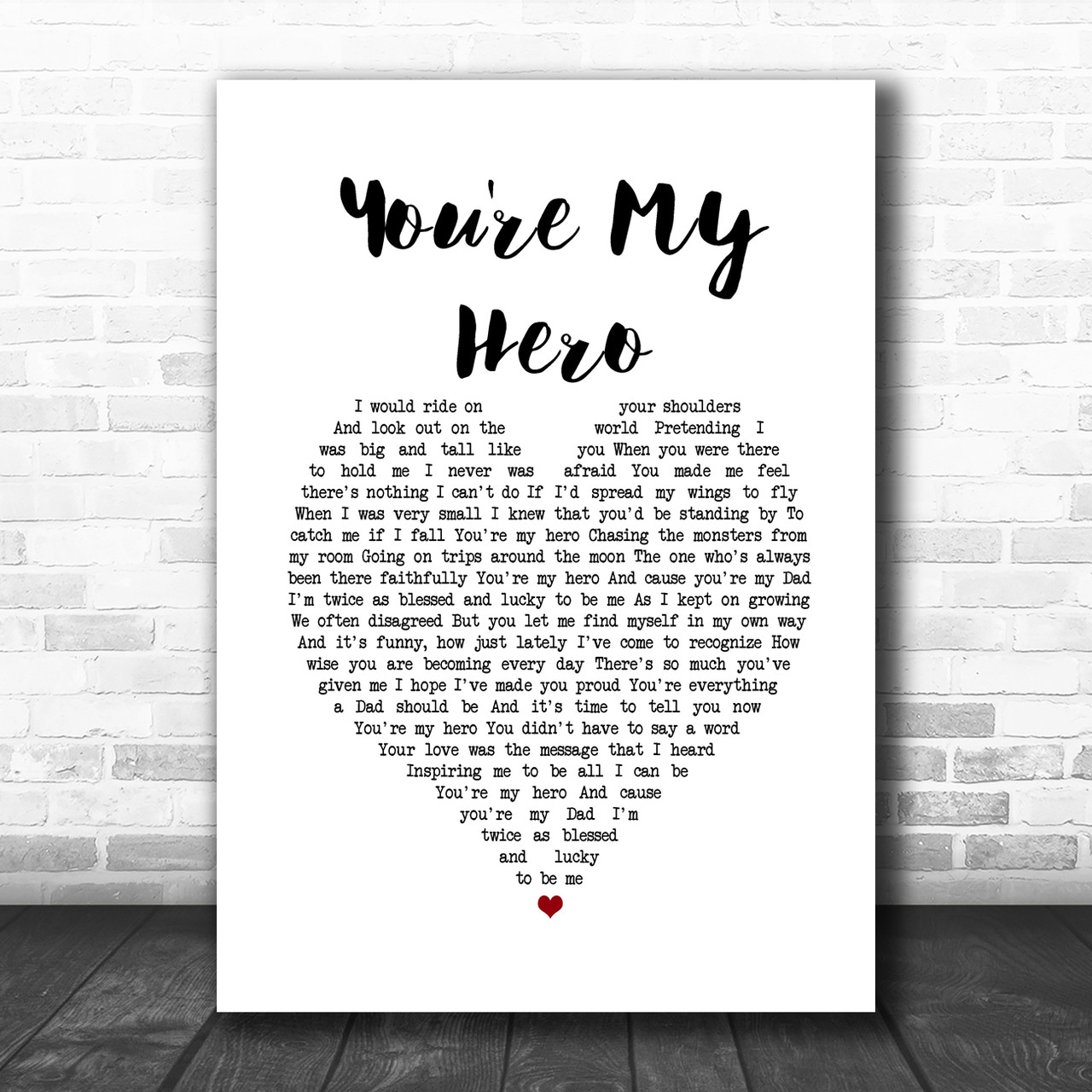 Teresa James You’re My Hero White Heart Song Lyric Music Poster
