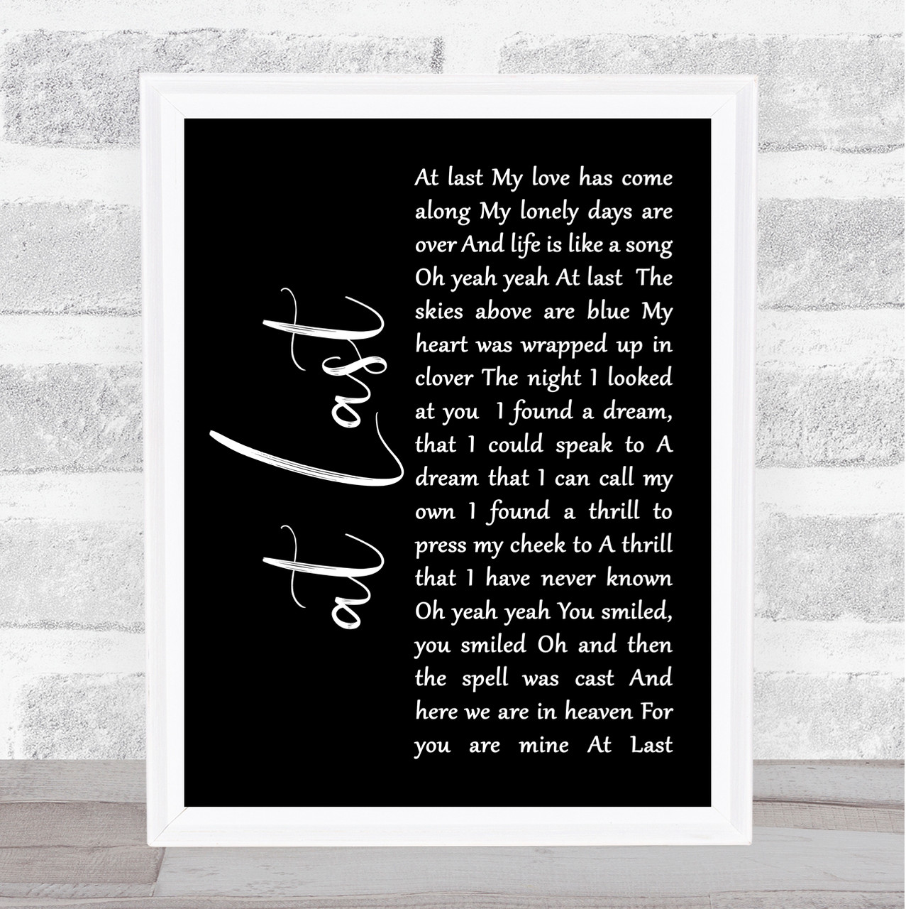 Etta James At Last Black Script Song Lyric Music Wall Art Print