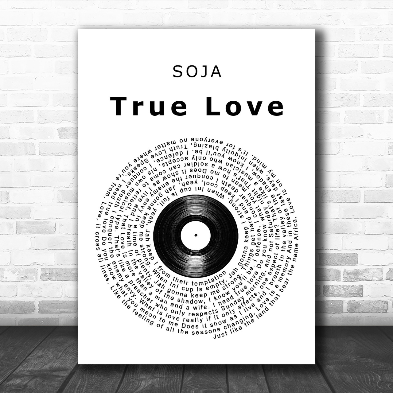 SOJA True Love Vinyl Record Song Lyric Print - Song Lyric Designs