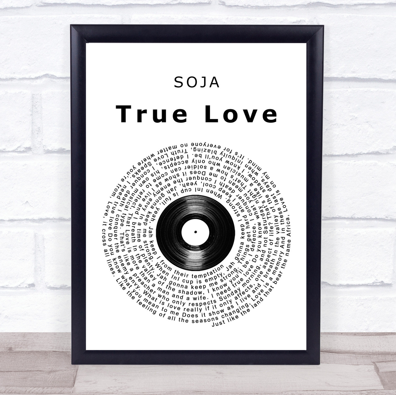 SOJA True Love Vinyl Record Song Lyric Print - Song Lyric Designs