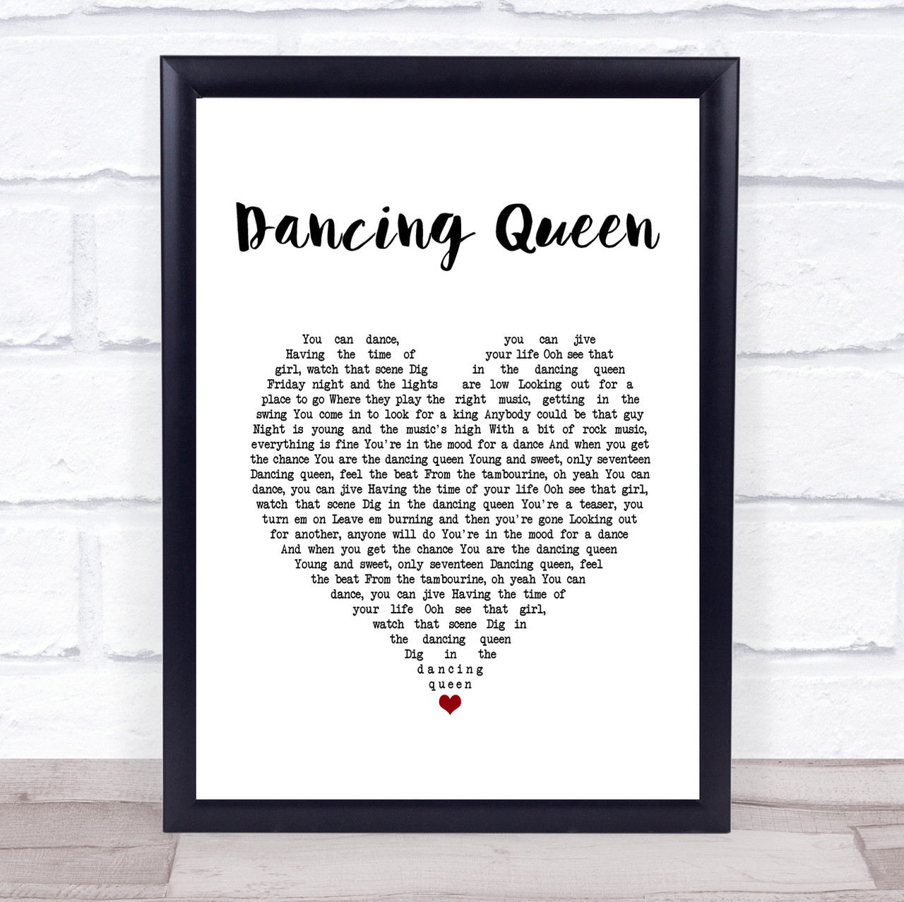 Abba Dancing Queen White Heart Song Lyric Print - Song Lyric Designs