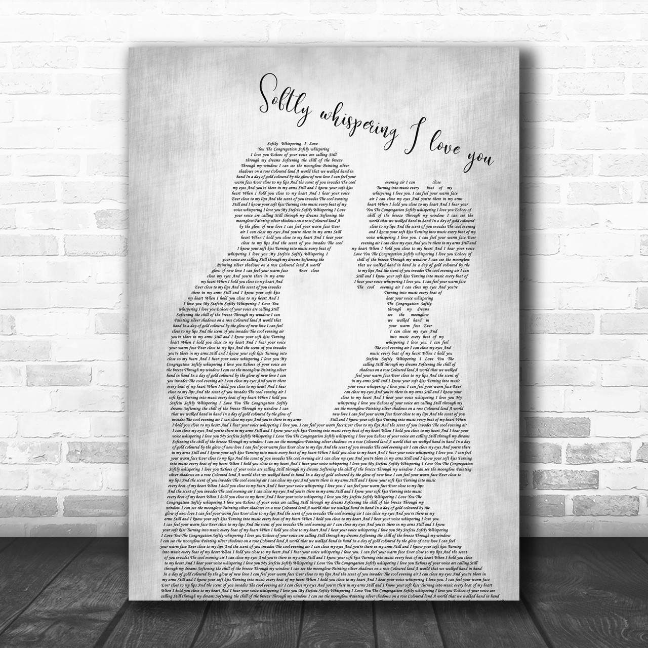 The Congregation Softly whispering I love you Man Lady Bride Groom Wedding  Grey Song Lyric Quote Music Print