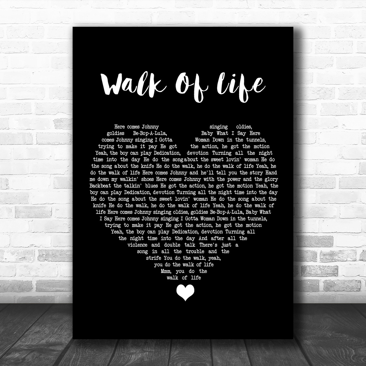 Dire Straits Walk Of Life Black Heart Song Lyric Quote Music Print