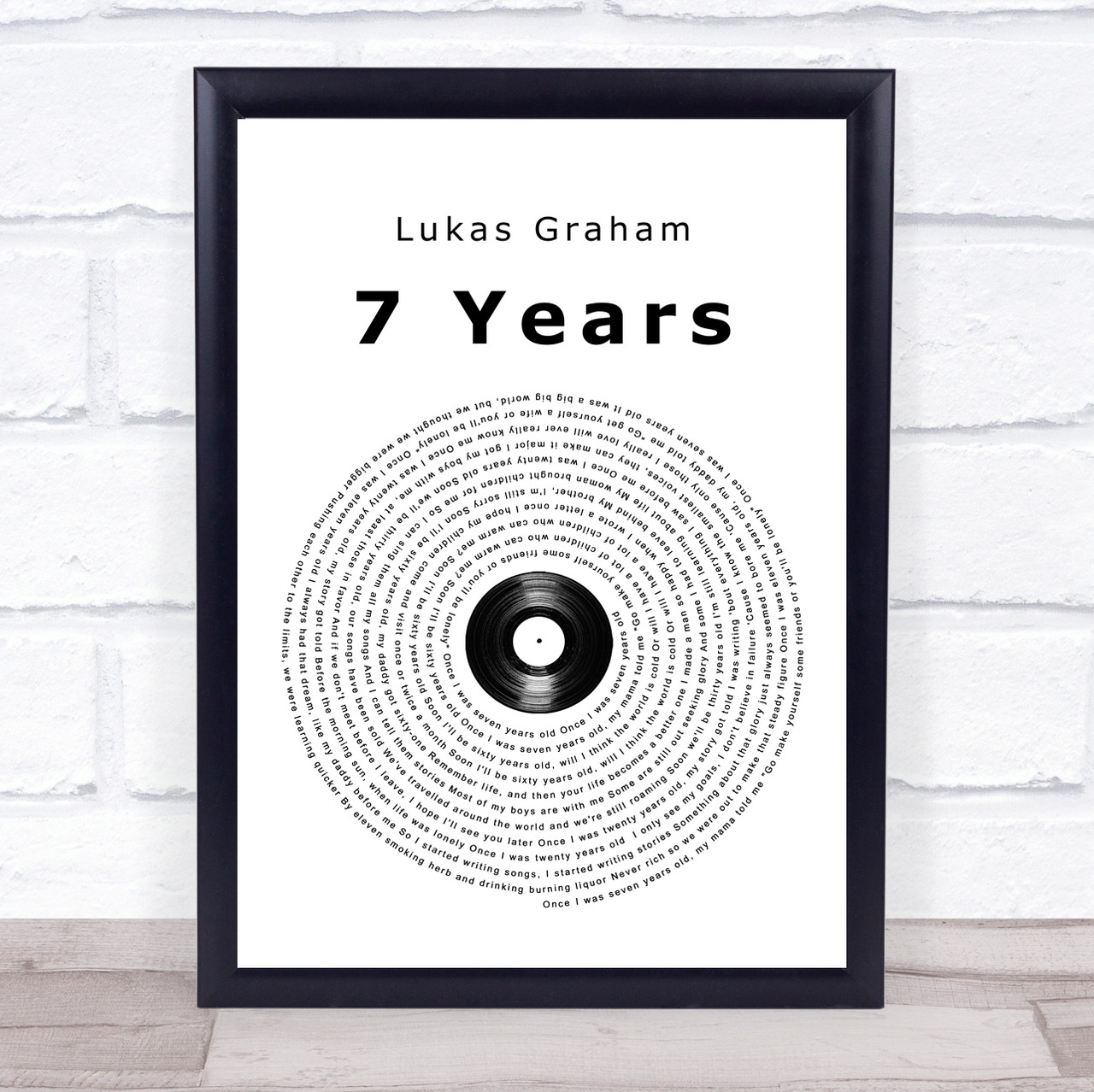 Motherland Objector nøjagtigt Lukas Graham 7 Years Vinyl Record Song Lyric Quote Music Print - Song Lyric  Designs