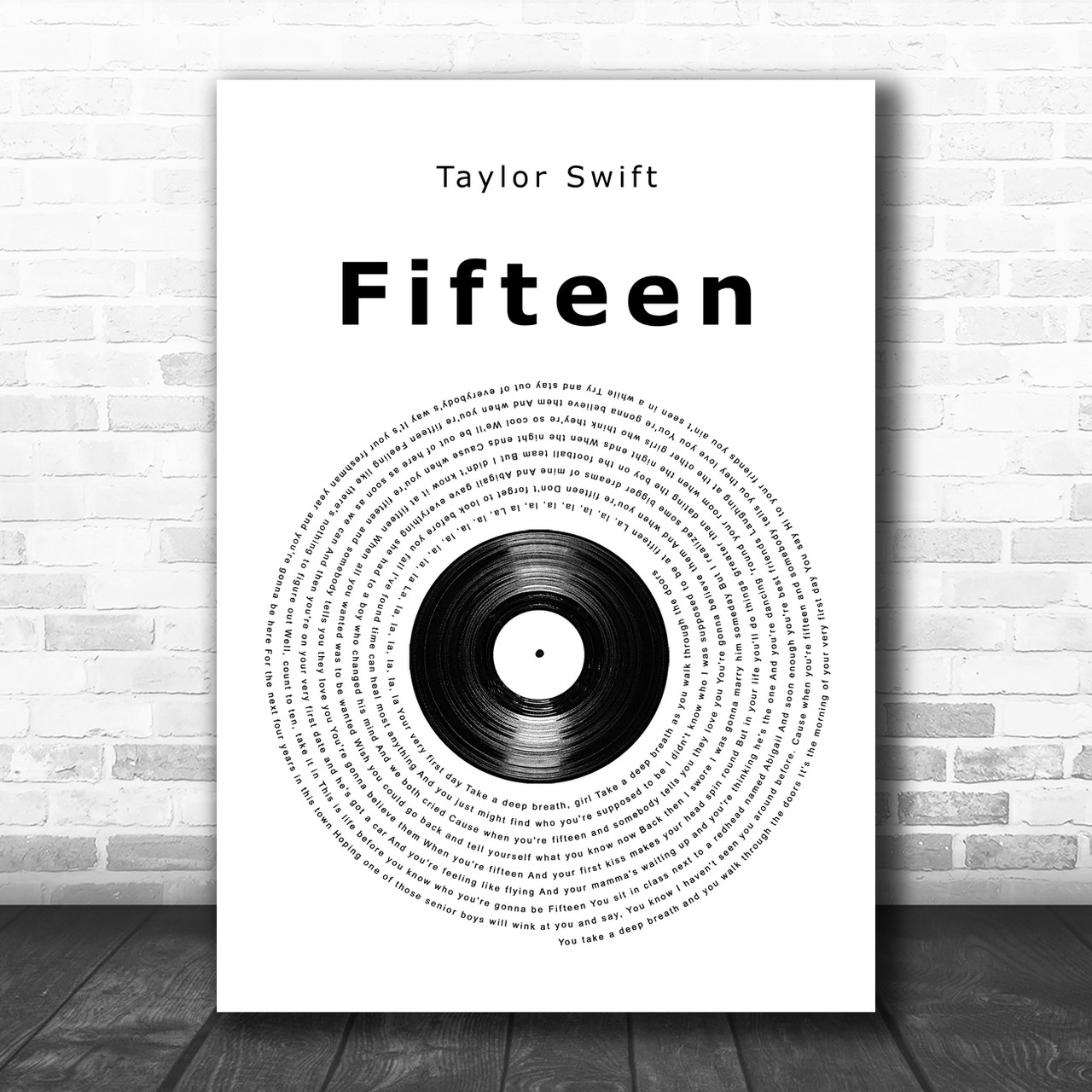 Taylor Swift Fifteen Vinyl Record Song Lyric Quote Music Print