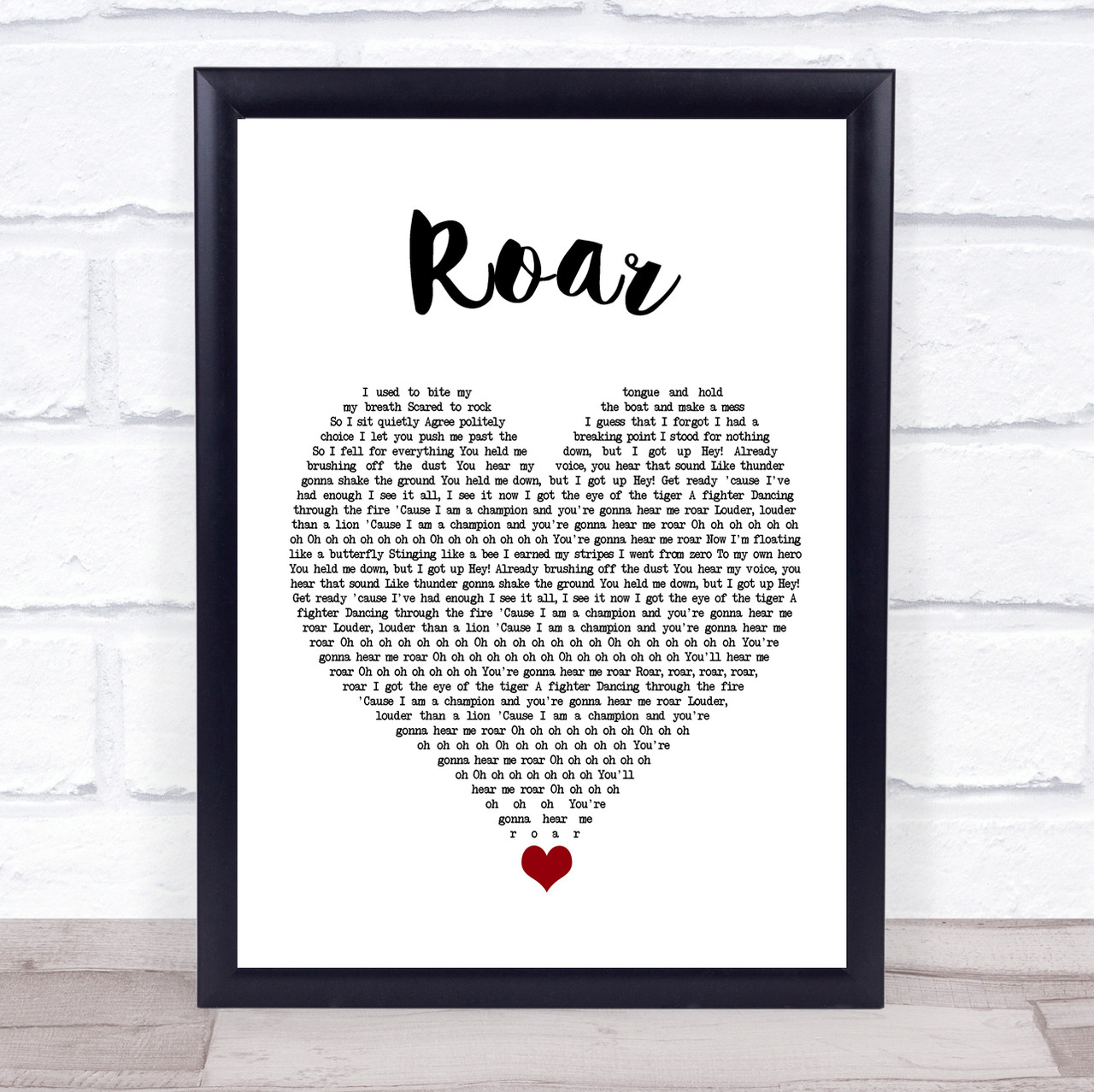 Katy Perry Roar White Heart Song Lyric Quote Music Poster Print