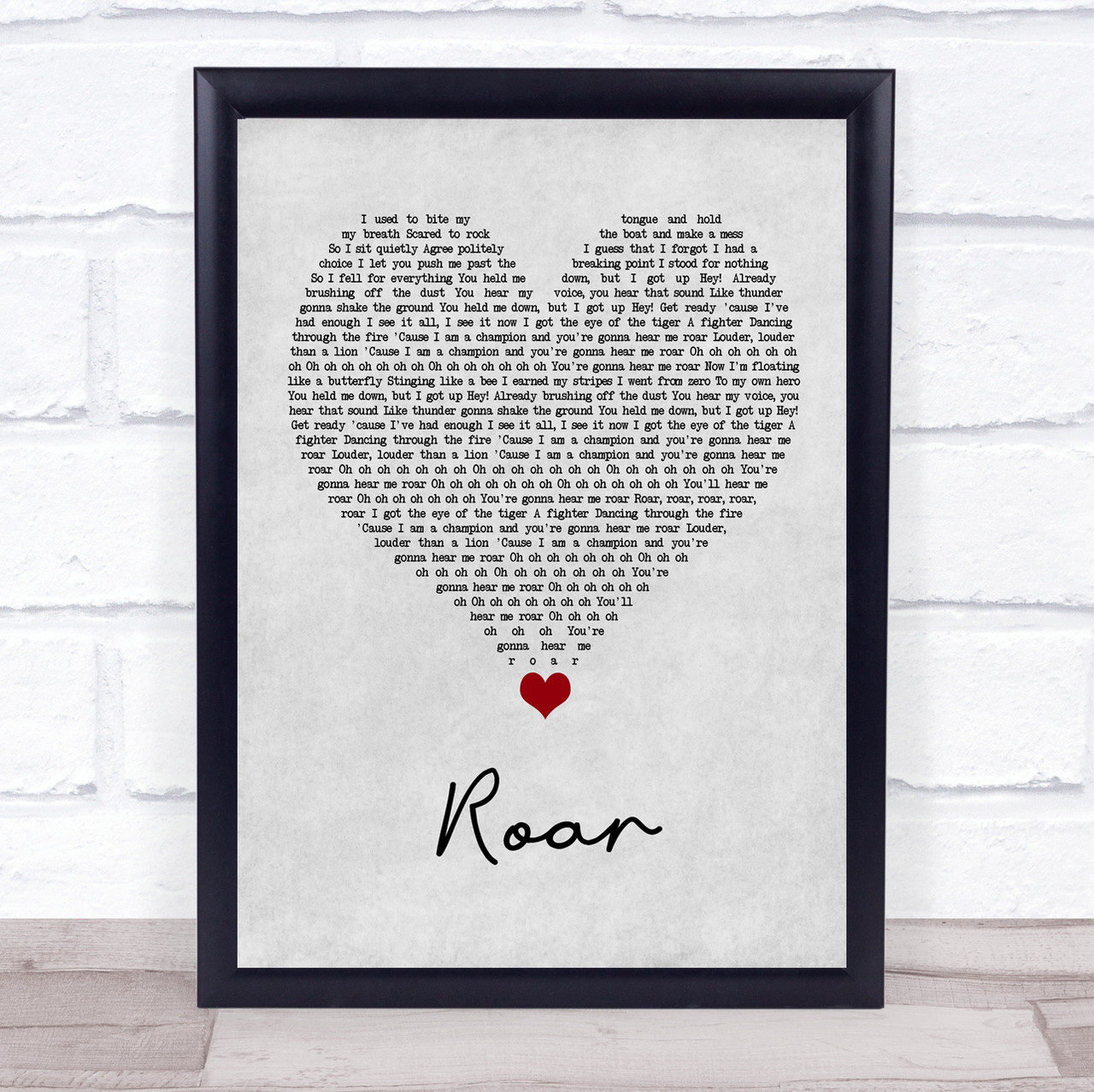 Katy Perry Roar Grey Heart Song Lyric Quote Music Print - Song