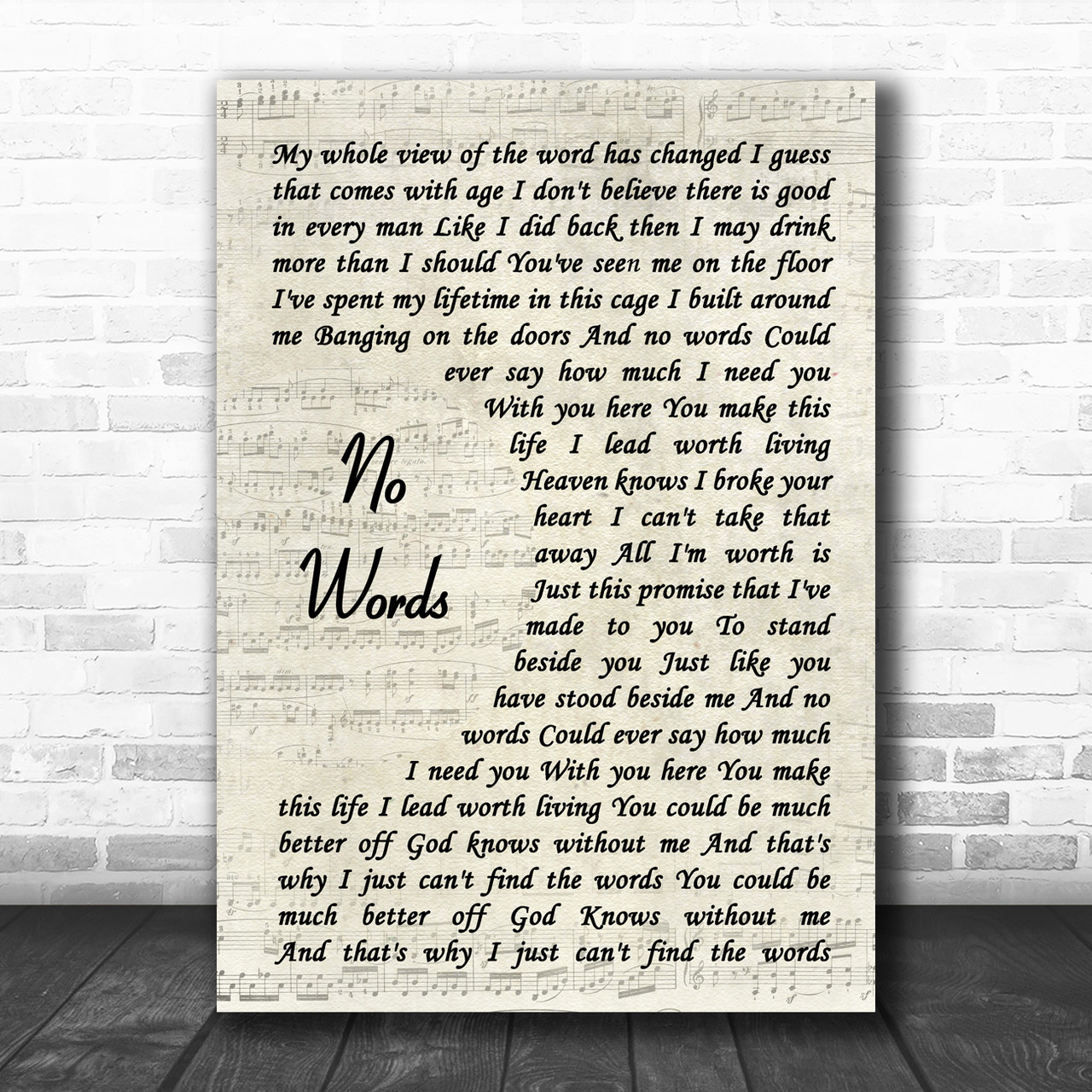 Cody Jinks No Words Vintage Script Song Lyric Wall Art Print