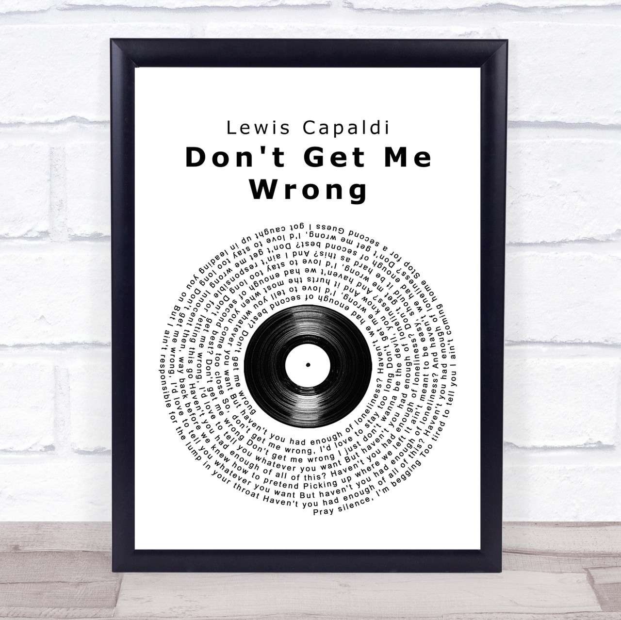 Lewis Capaldi Don't Get Me Wrong Vinyl Record Song Lyric Wall Art