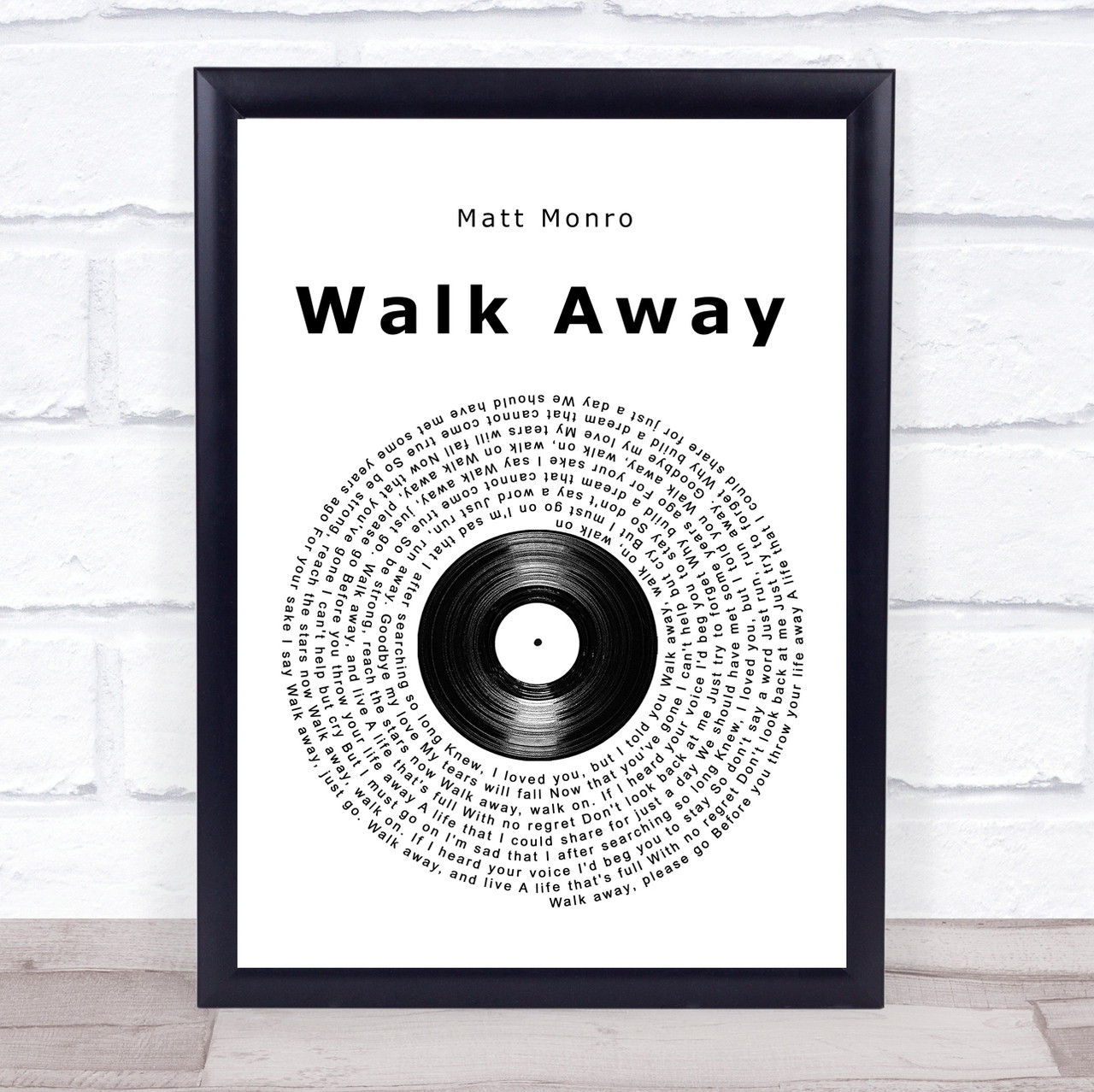 Nationaal volkslied Besmettelijke ziekte Centimeter Matt Monro Walk Away Vinyl Record Song Lyric Wall Art Print - Song Lyric  Designs