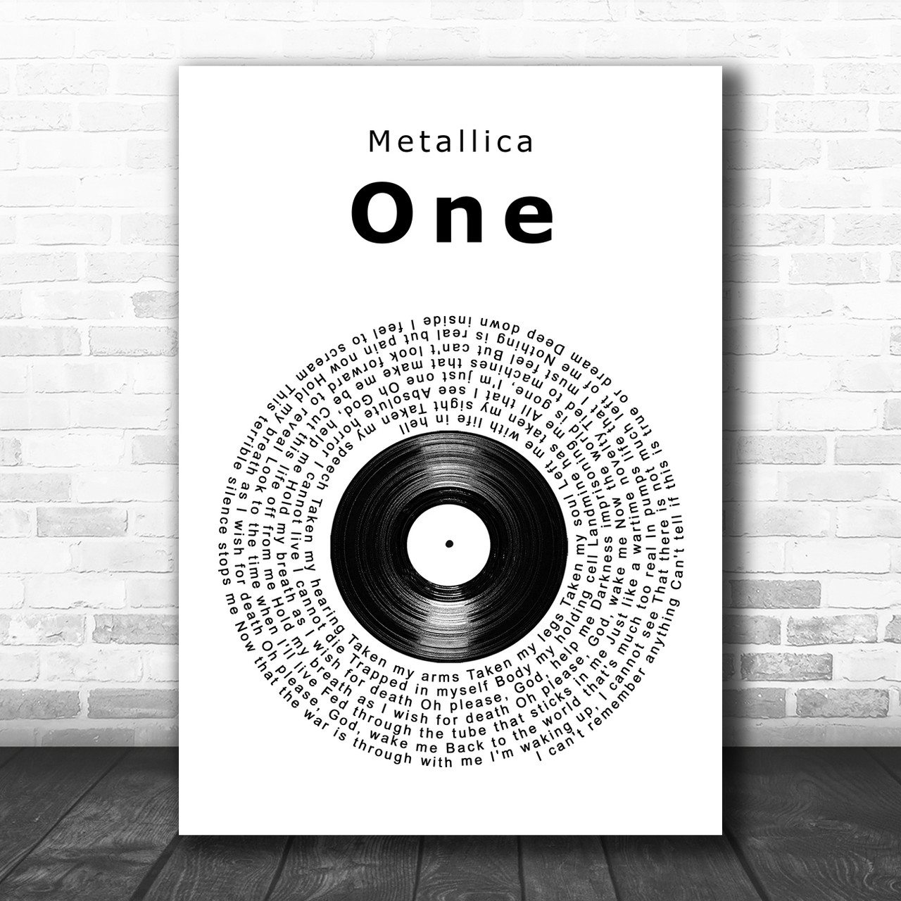 Metallica One Vinyl Record Song Lyric Wall Art Print - Song Lyric